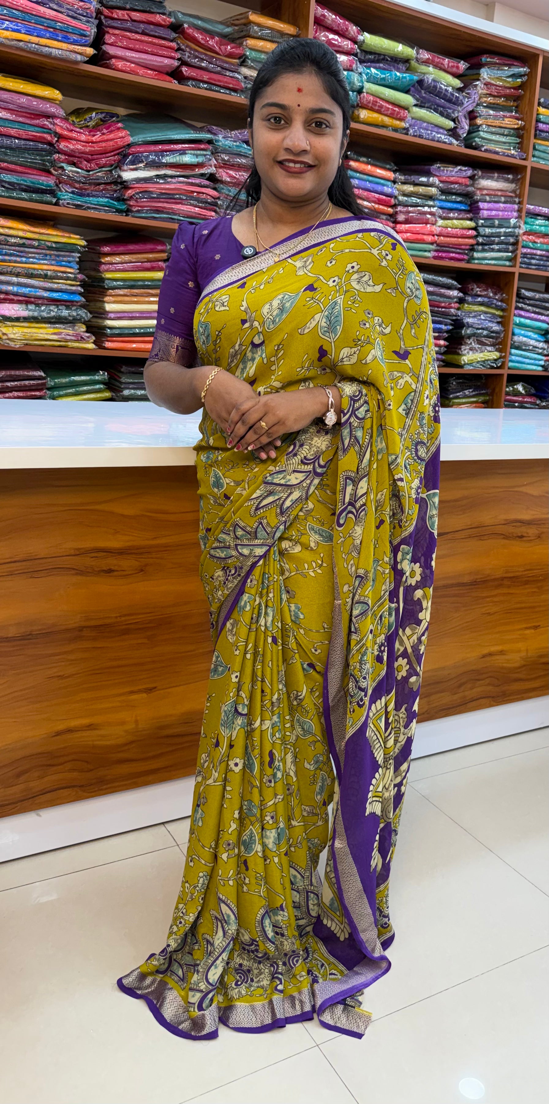 Premium Georgette Saree with Kalamkari Design
