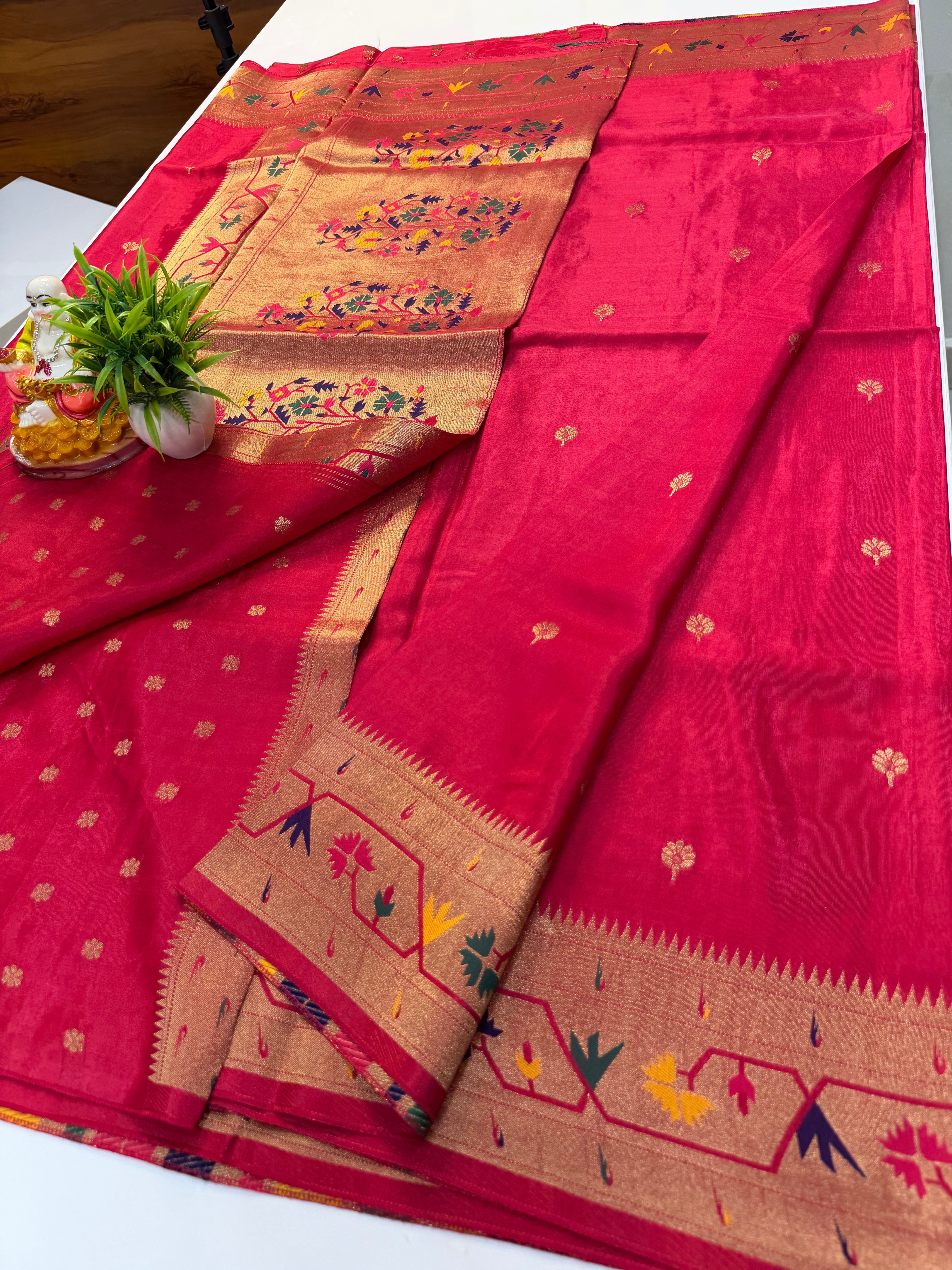 Premium Viscose Saree with Paithani Border, Rich Pallu & Butta Blouse – Elegant Traditional Wear | Padmavathi Silks and Sarees