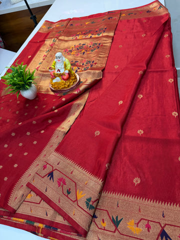 Premium Viscose Saree with Paithani Border, Rich Pallu & Butta Blouse – Elegant Traditional Wear | Padmavathi Silks and Sarees
