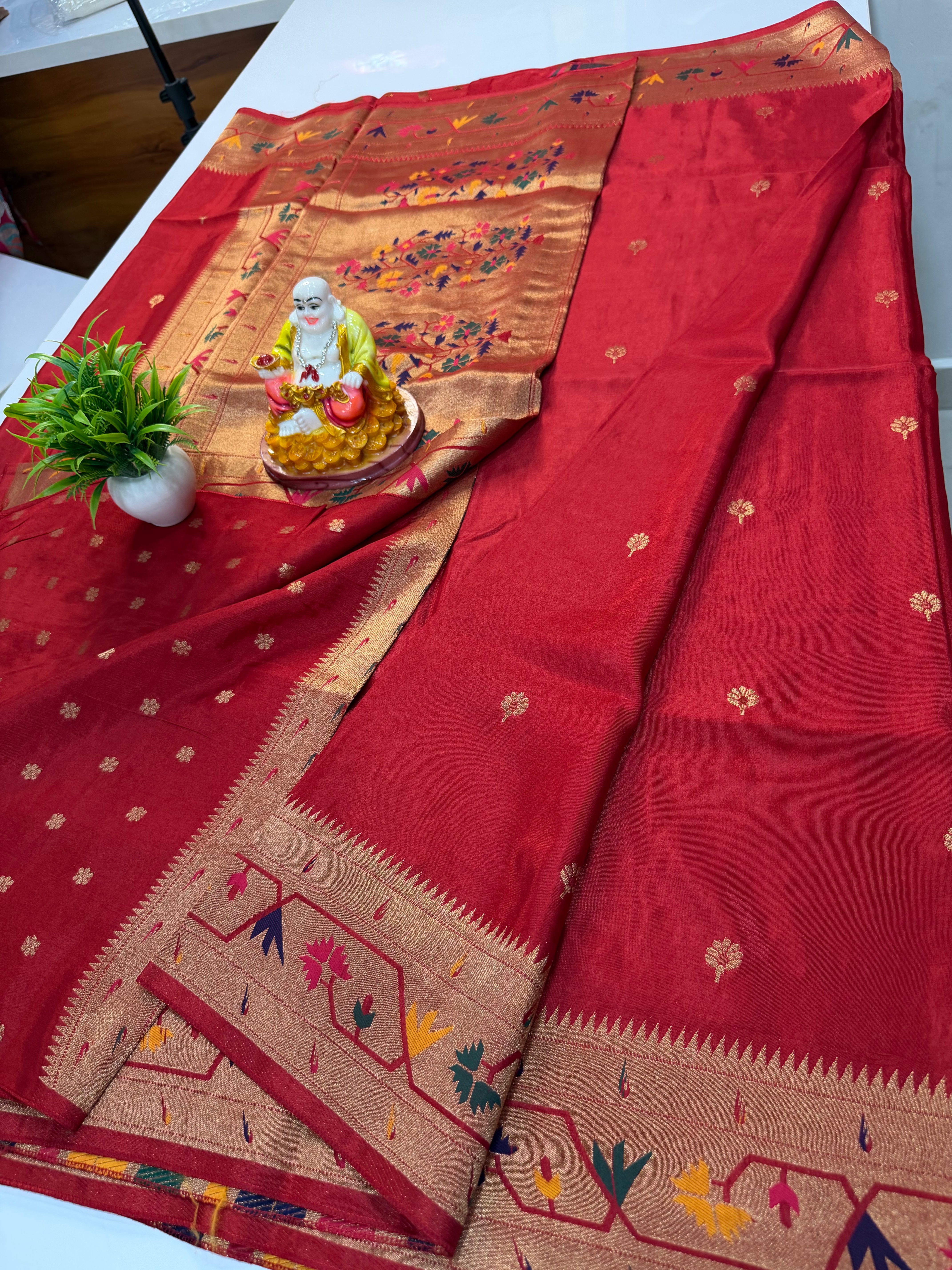 Premium Viscose Saree with Paithani Border, Rich Pallu & Butta Blouse – Elegant Traditional Wear | Padmavathi Silks and Sarees