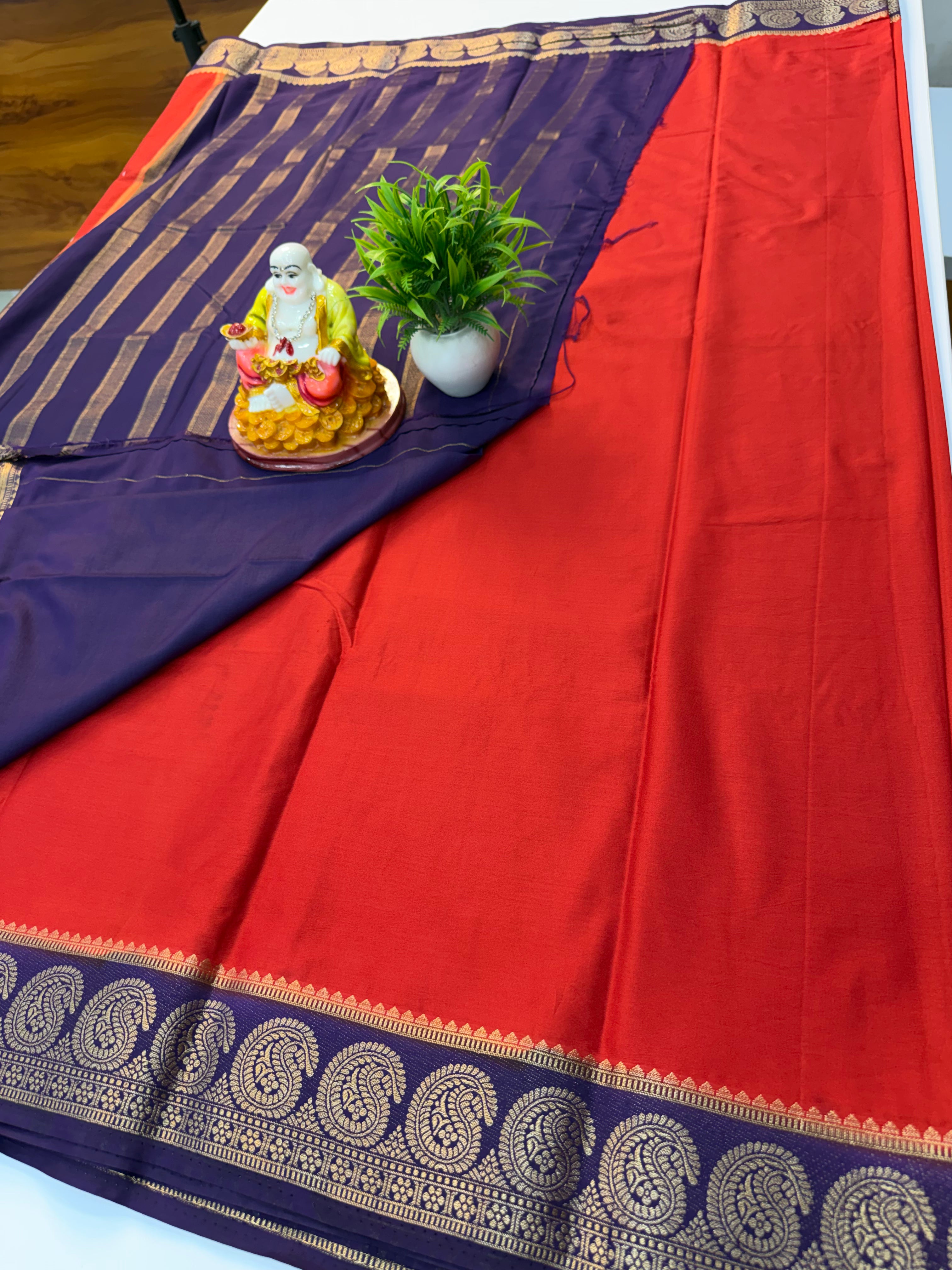 Premium Mysore Crepe Silk Saree with Mango Border