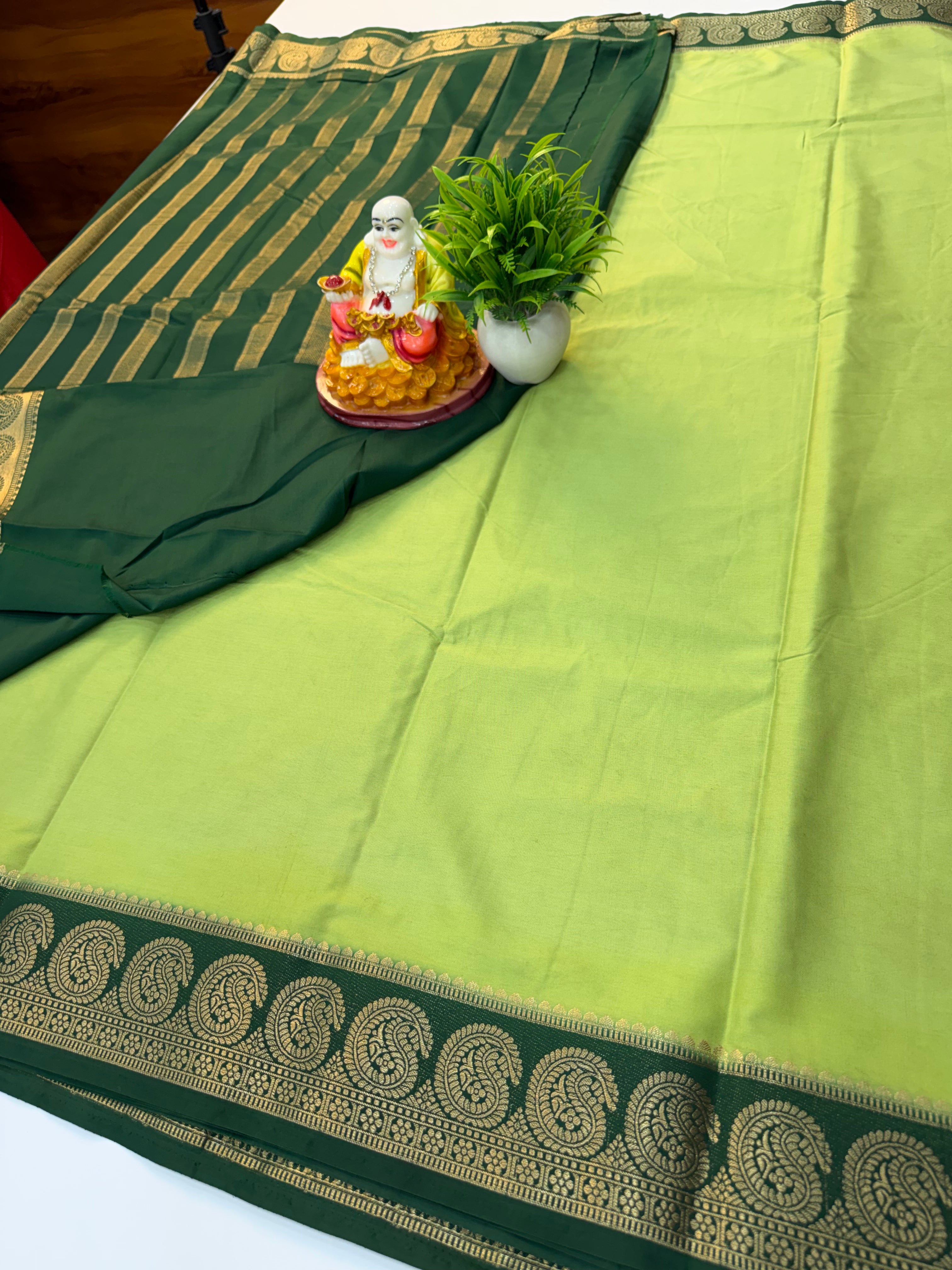 Premium Mysore Crepe Silk Saree with Mango Border