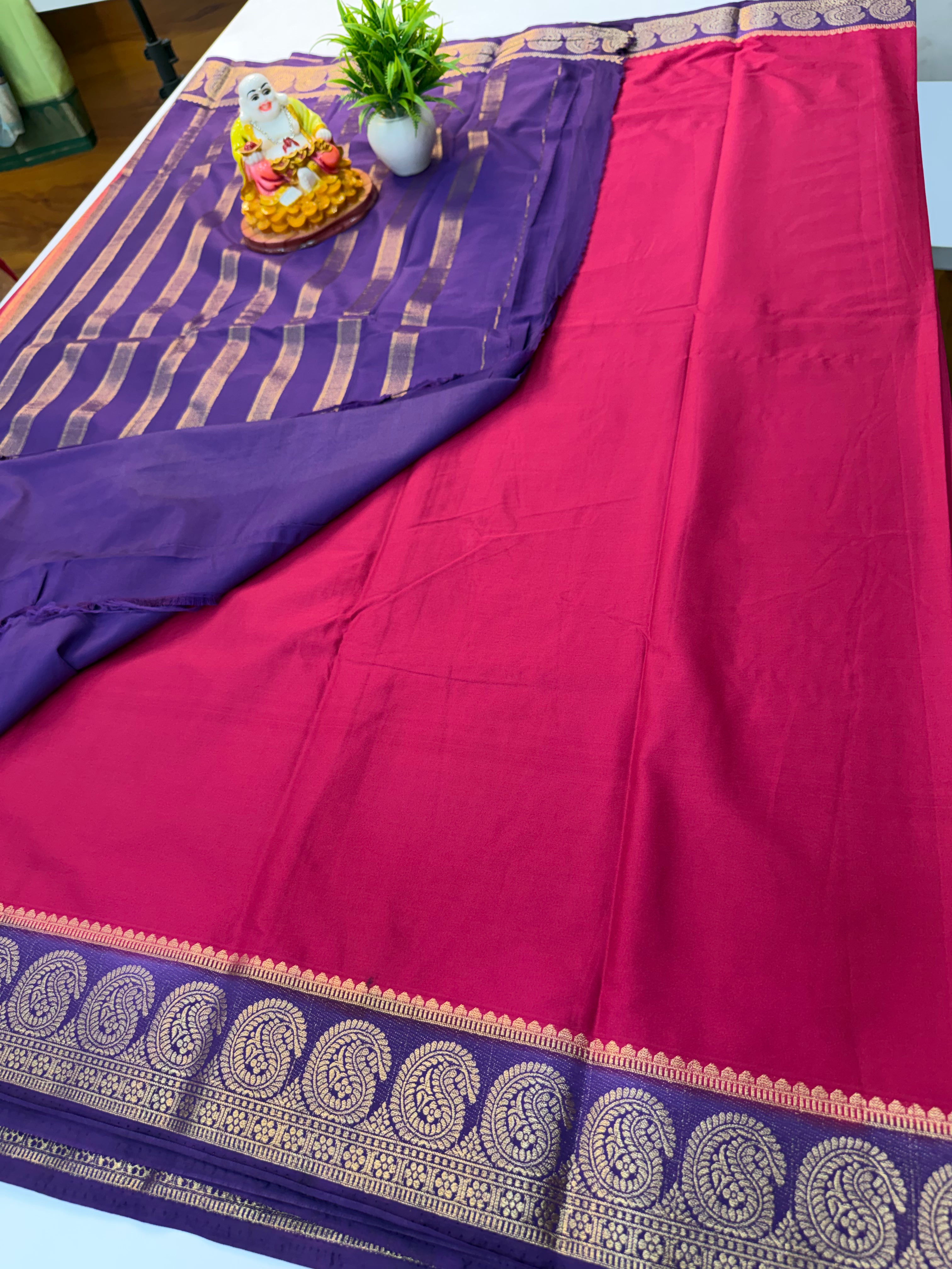 Premium Mysore Crepe Silk Saree with Mango Border