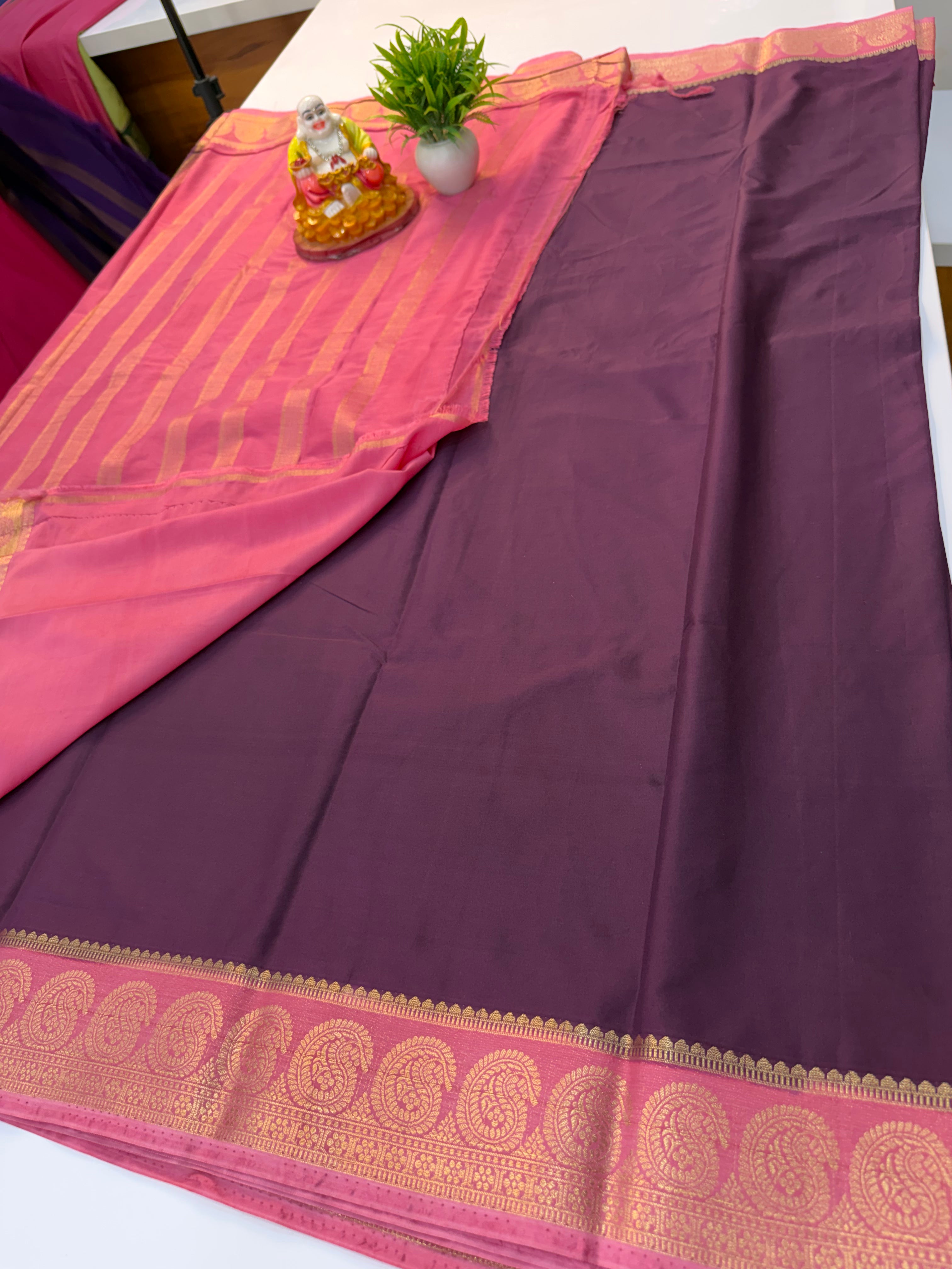 Premium Mysore Crepe Silk Saree with Mango Border