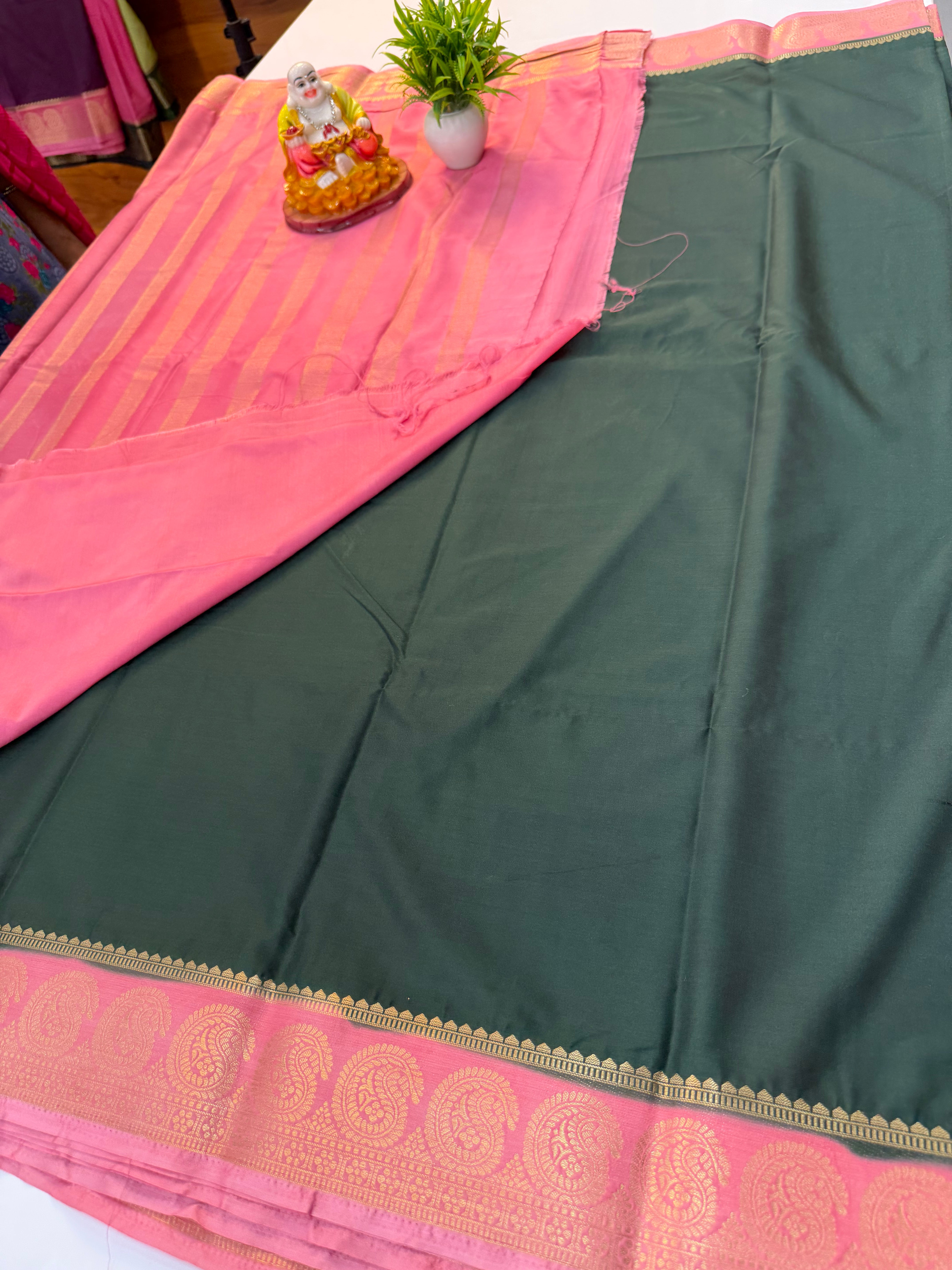 Premium Mysore Crepe Silk Saree with Mango Border