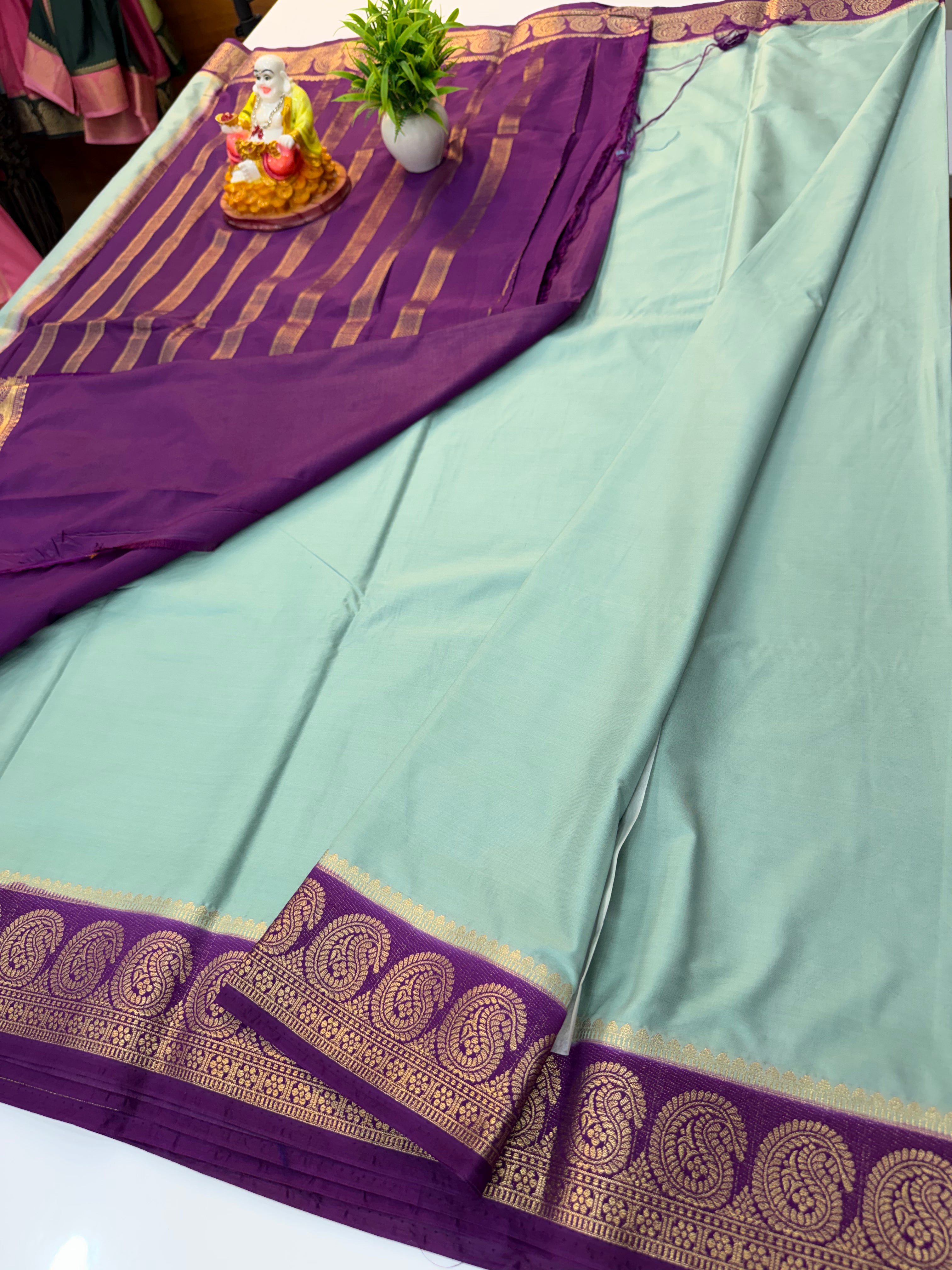Premium Mysore Crepe Silk Saree with Mango Border