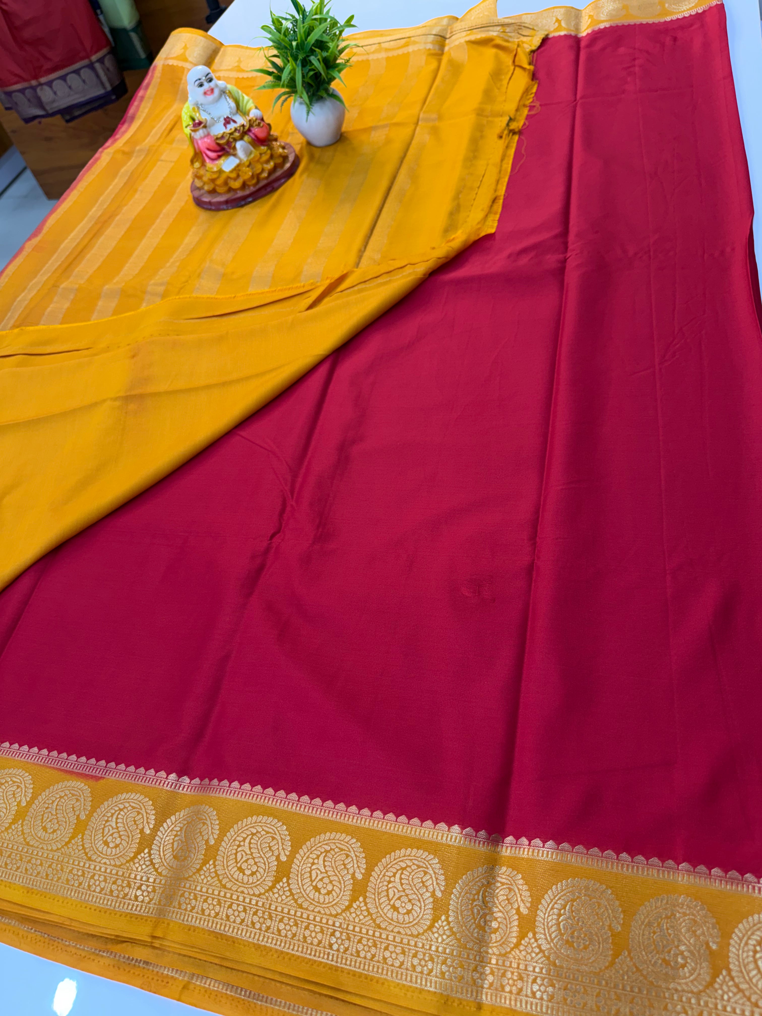 Premium Mysore Crepe Silk Saree with Mango Border
