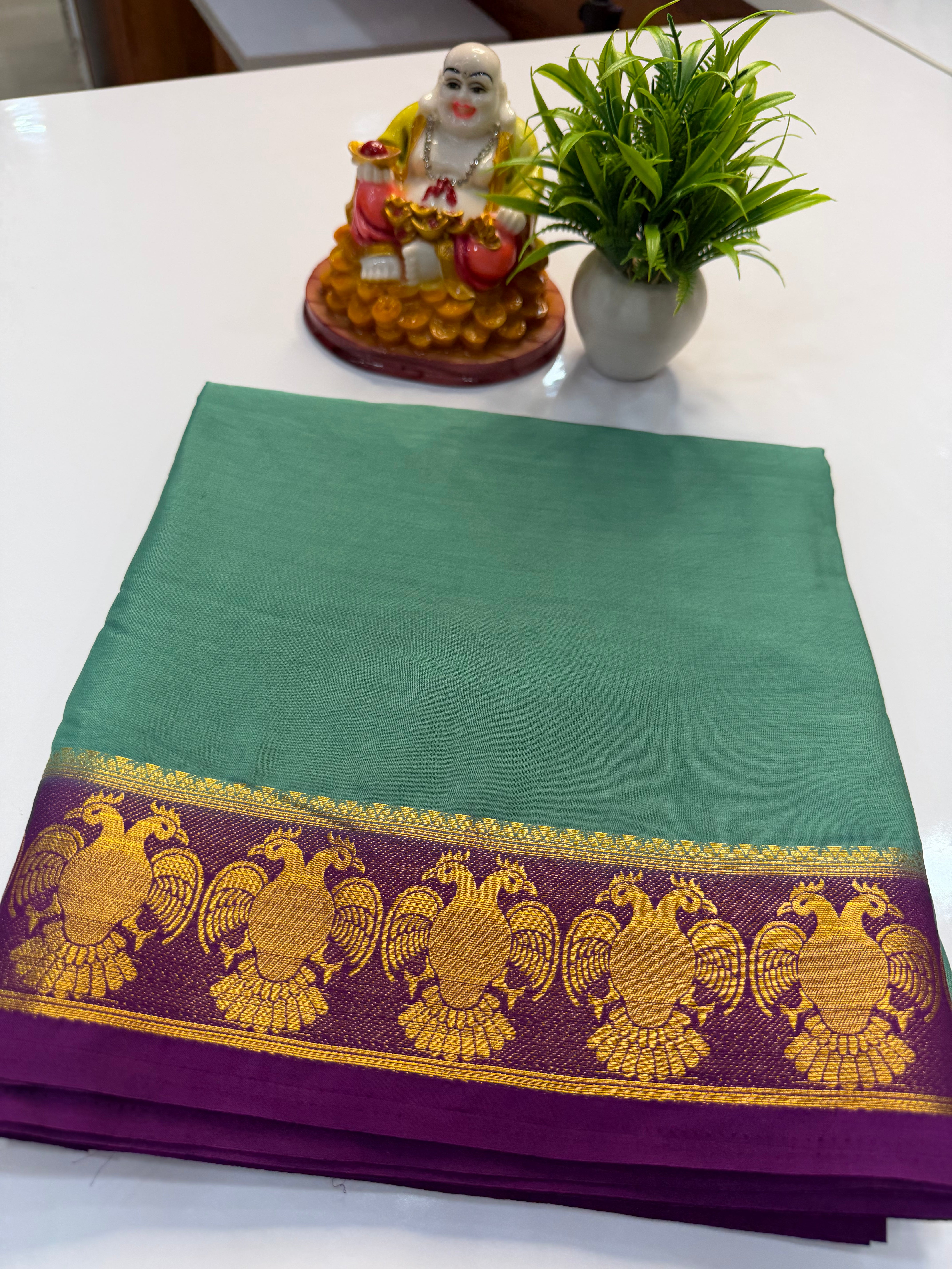 Mysore Crepe Silk Saree with Garuda Border