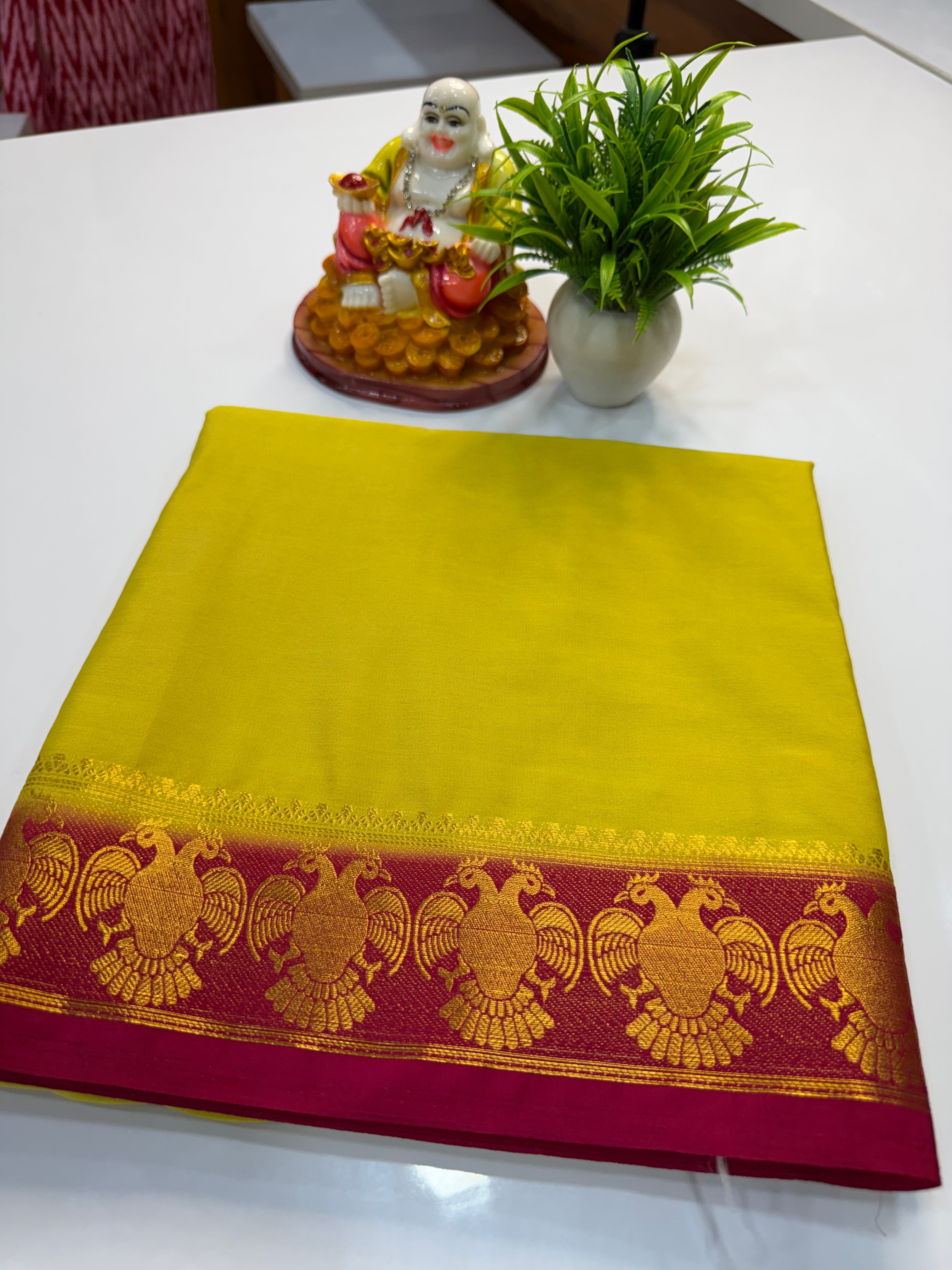 Mysore Crepe Silk Saree with Garuda Border