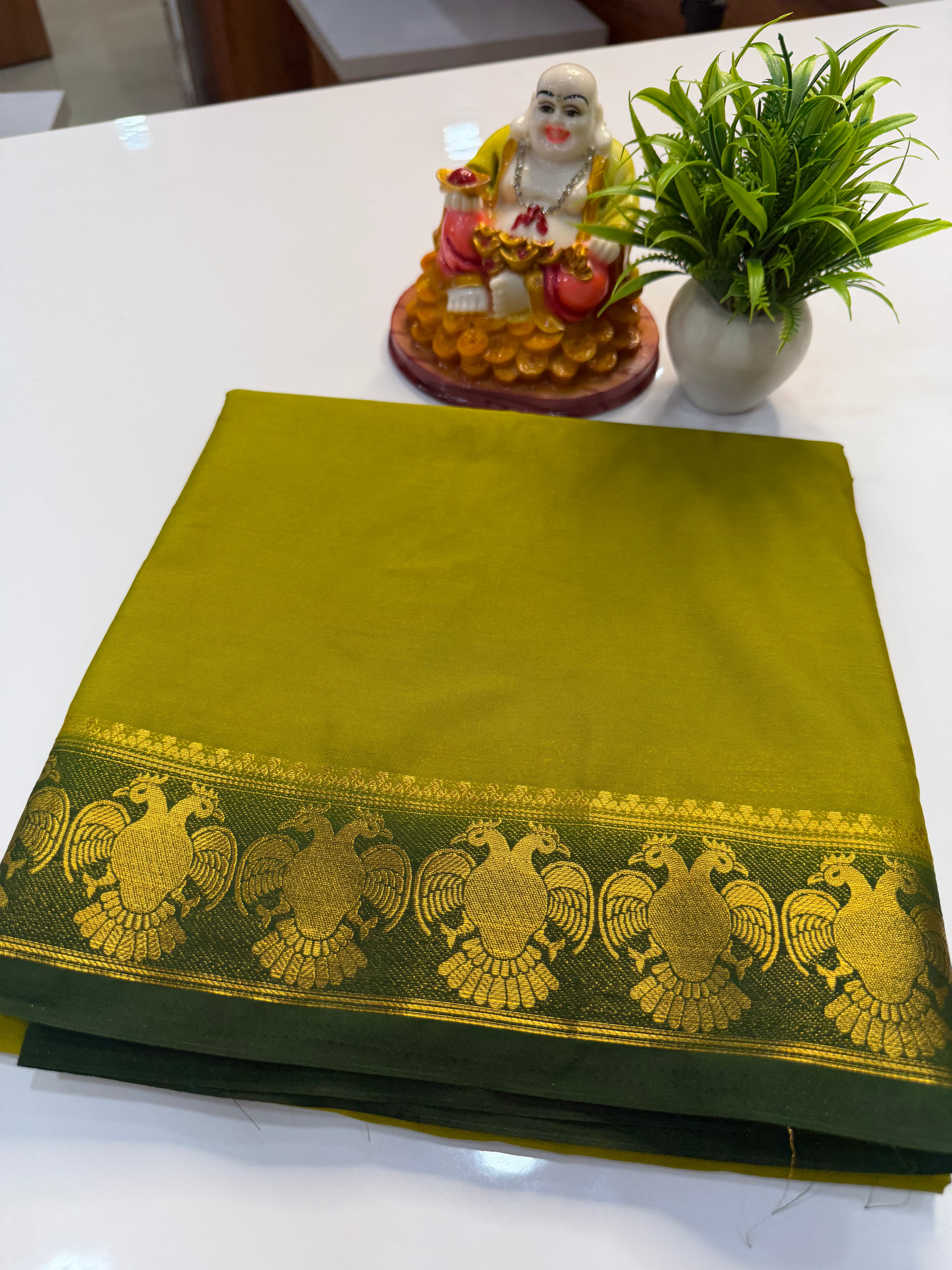 Mysore Crepe Silk Saree with Garuda Border
