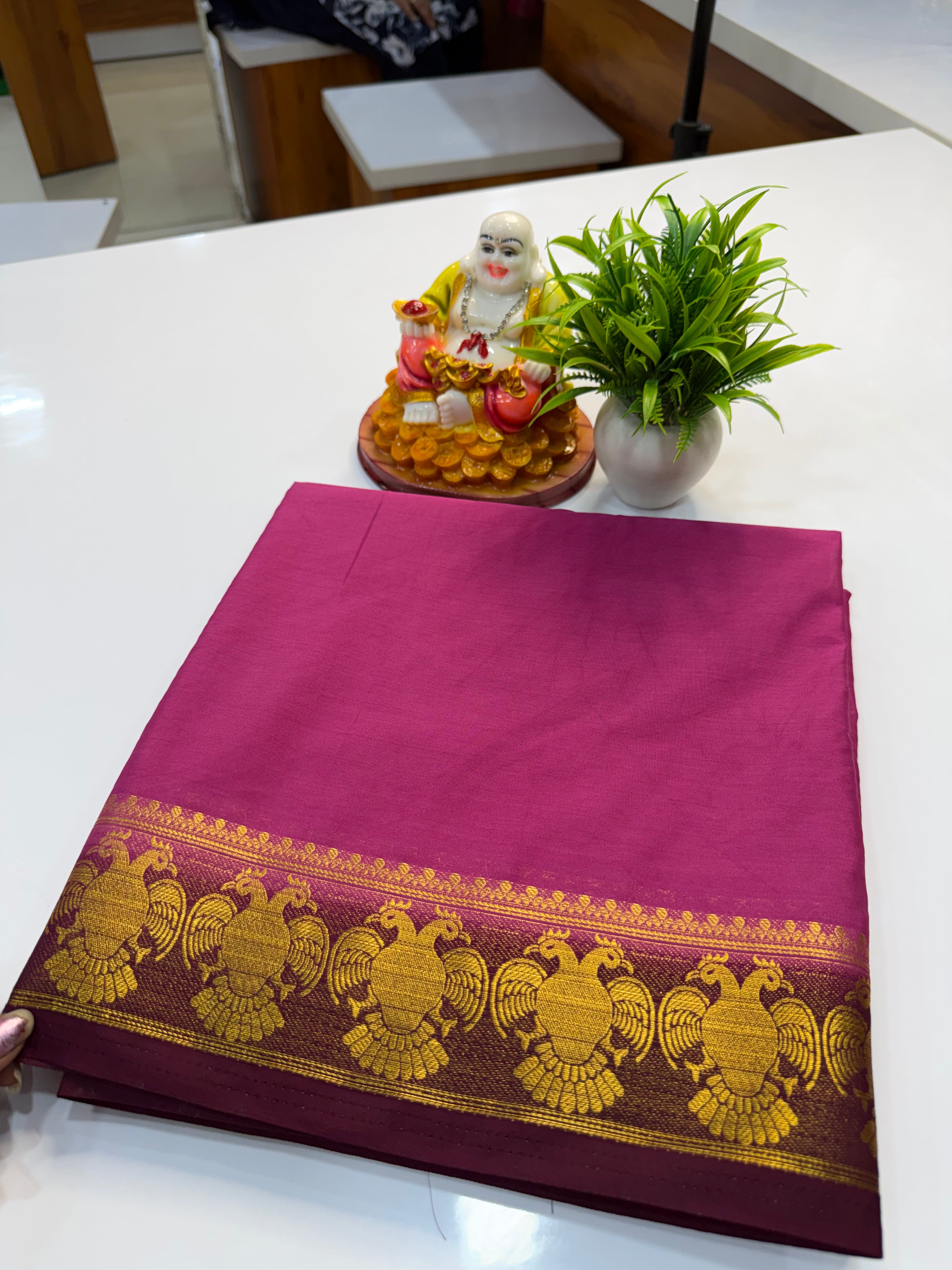Mysore Crepe Silk Saree with Garuda Border