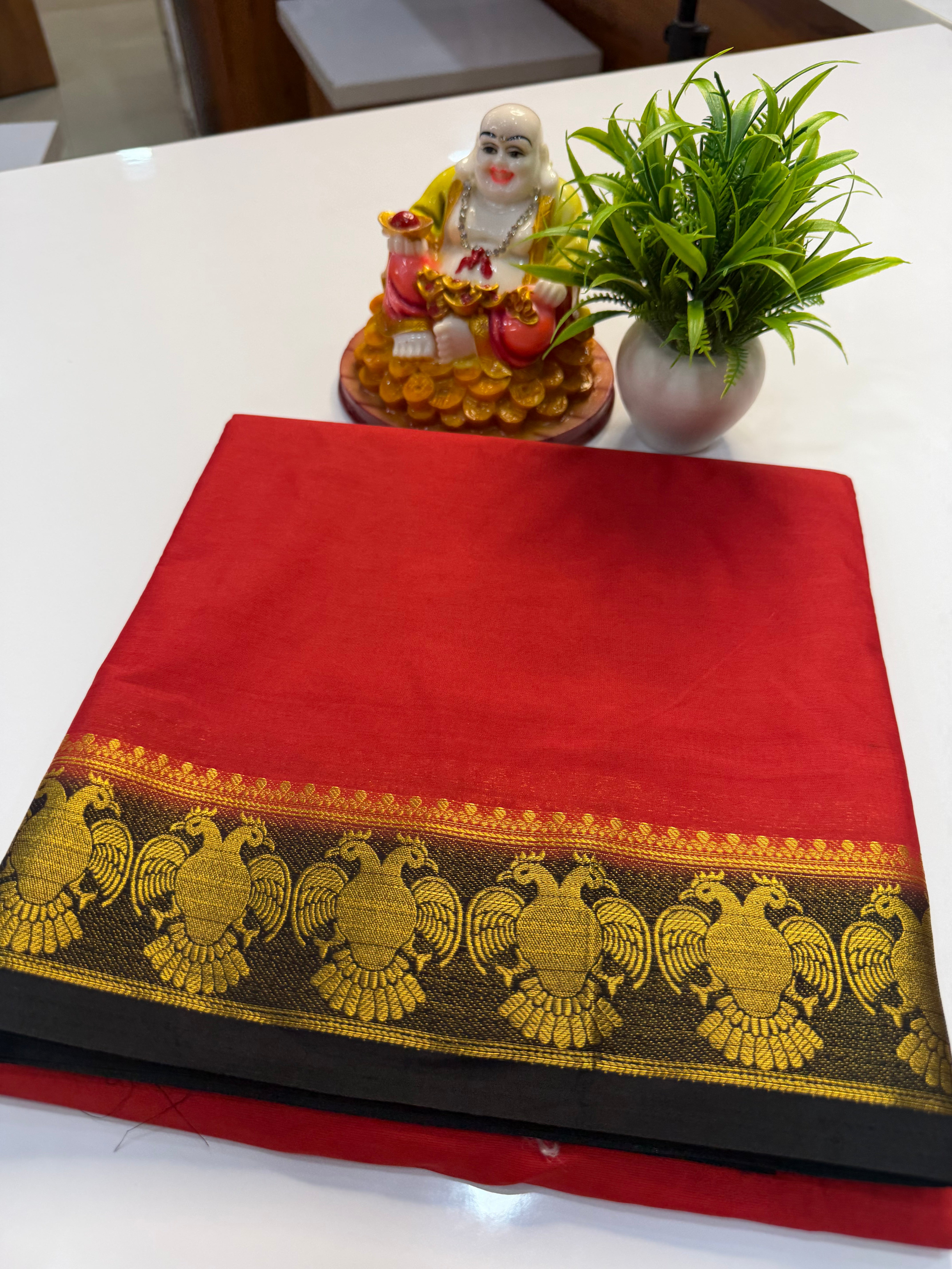 Mysore Crepe Silk Saree with Garuda Border