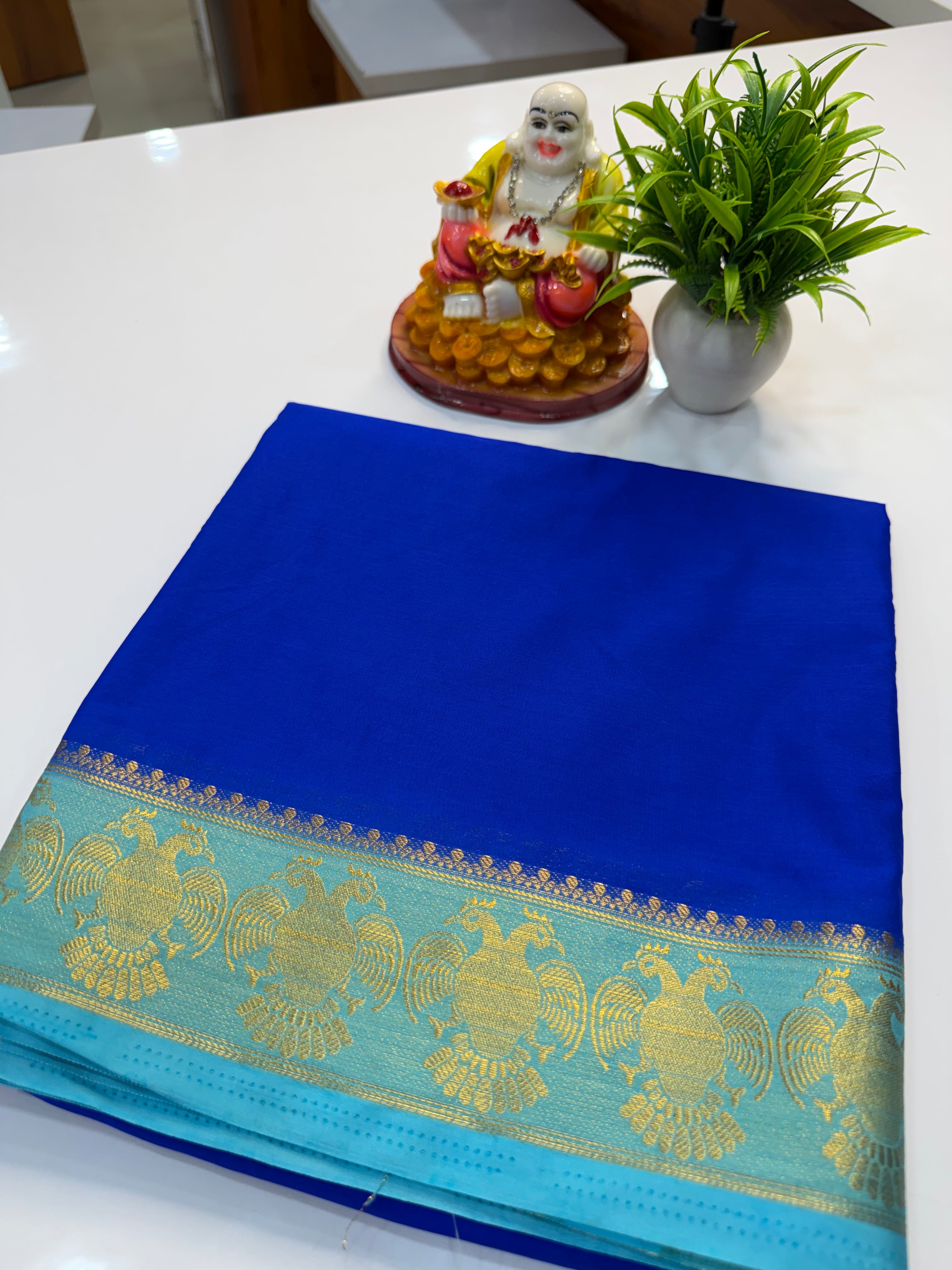 Mysore Crepe Silk Saree with Garuda Border