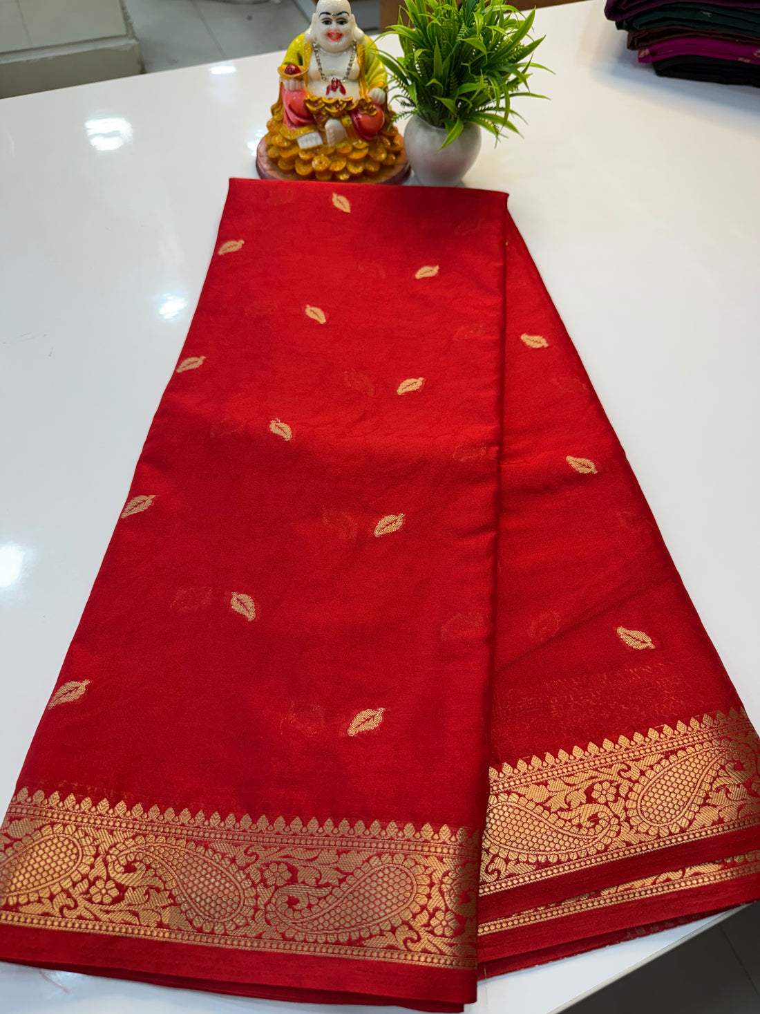 Mysore Crepe Silk Saree with Leaf Butta & Chit Pallu – Grace Inspired by Nature | Padmavathi Silks and Sarees