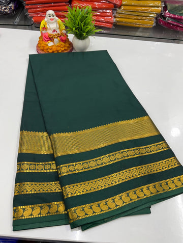 Mysore Crepe Silk Saree with Elegant Golden Zari Border – From Padmavathi Silks & Sarees ✨