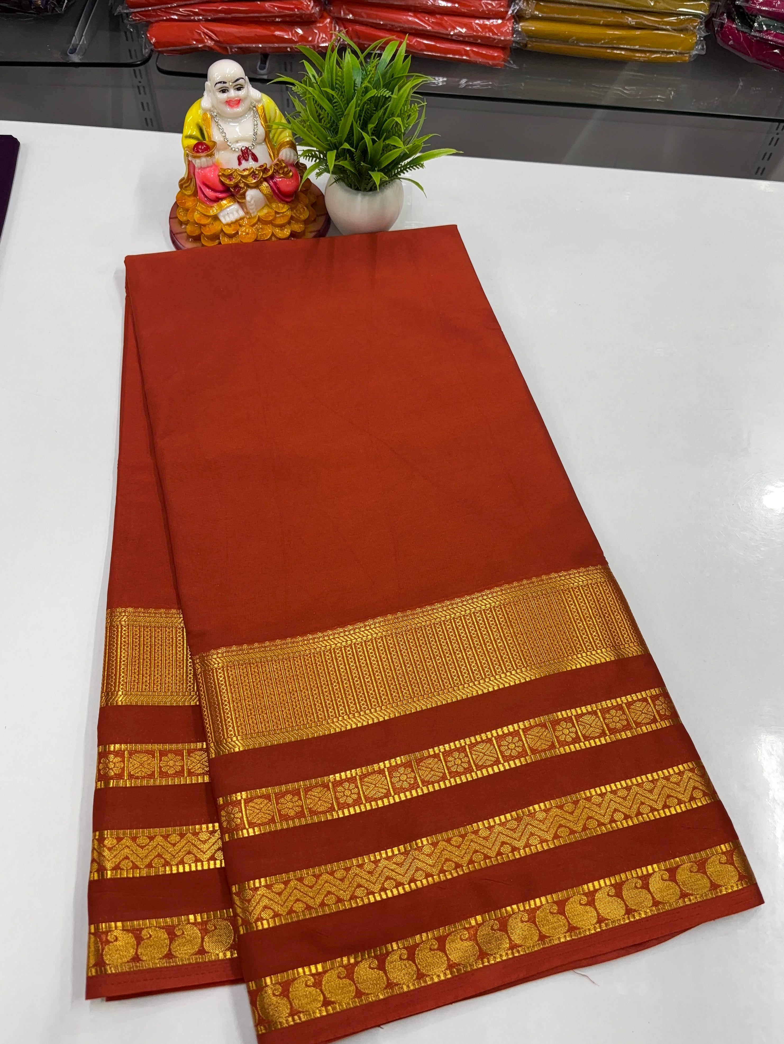 Mysore Crepe Silk Saree with Elegant Golden Zari Border – From Padmavathi Silks & Sarees ✨
