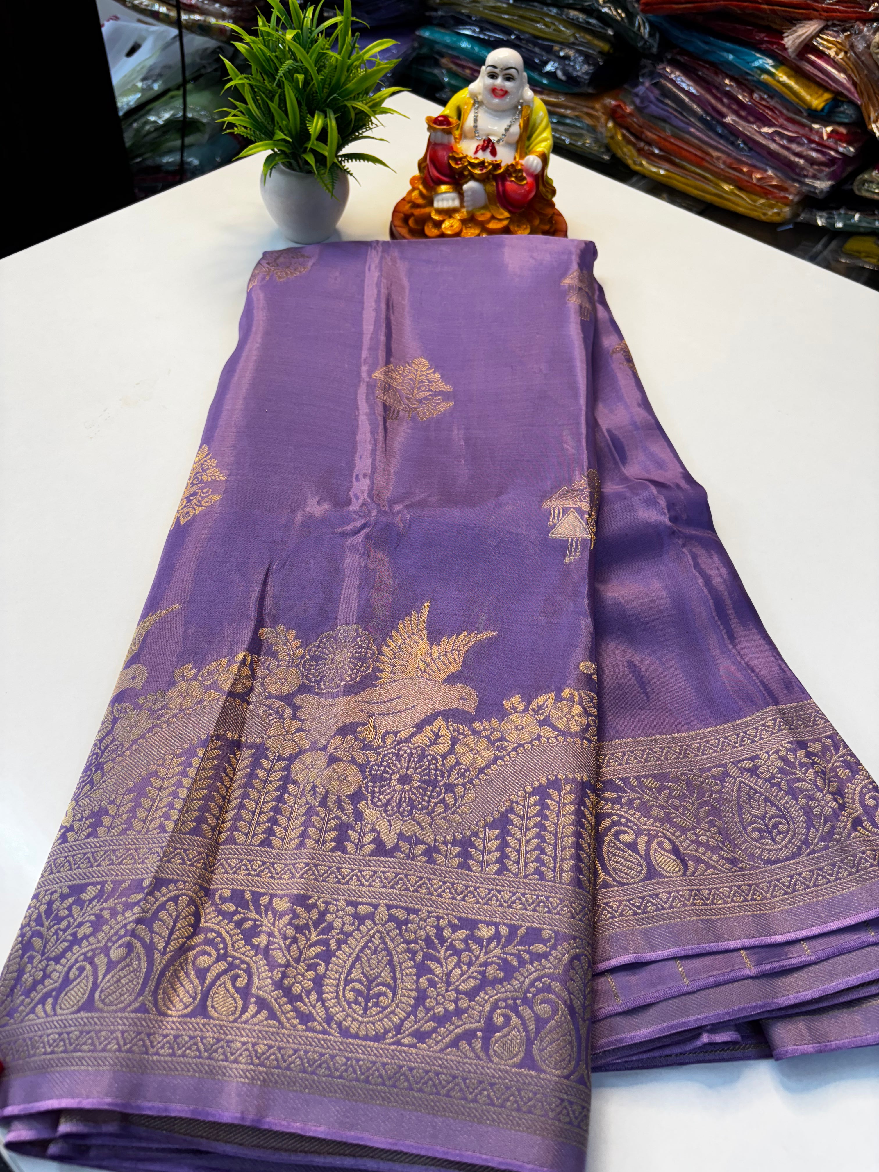 Premium Viscose Saree with Beautiful Parrot Design – Rich Pallu