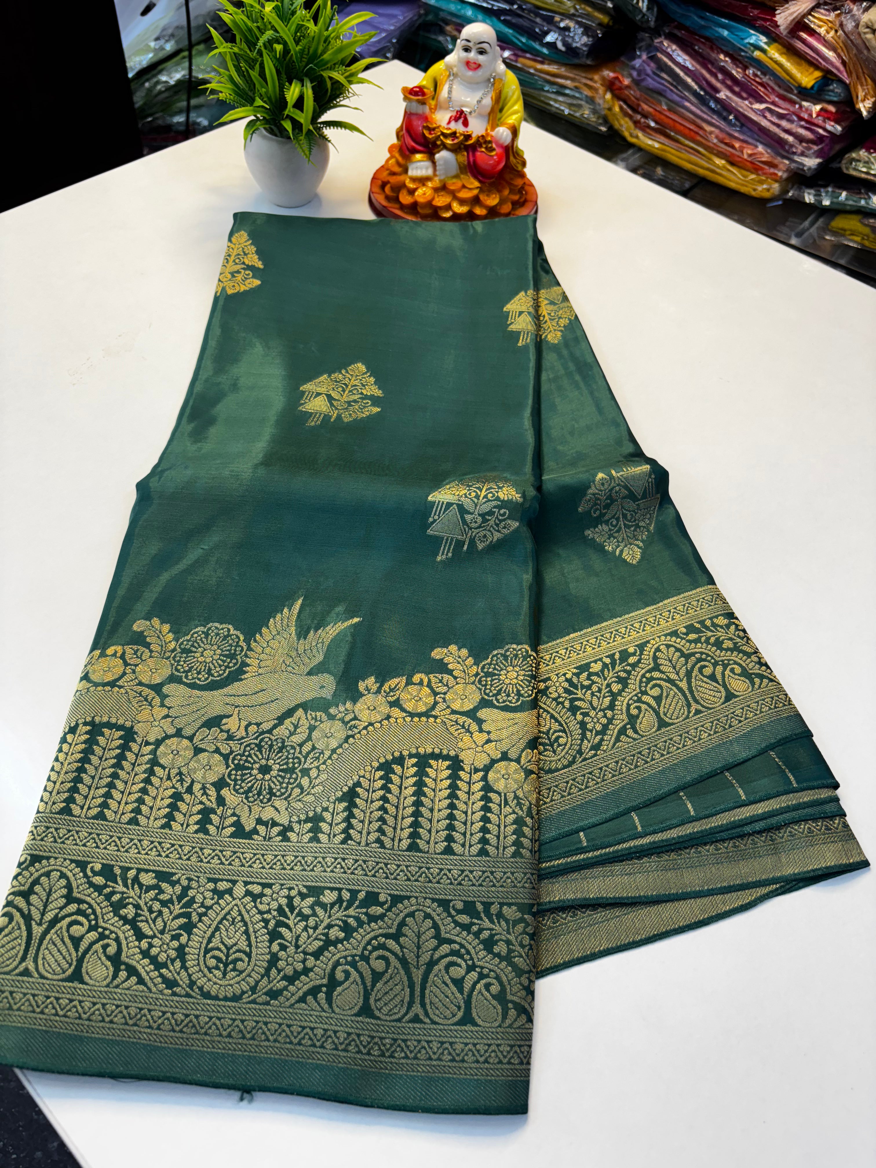 Premium Viscose Saree with Beautiful Parrot Design – Rich Pallu