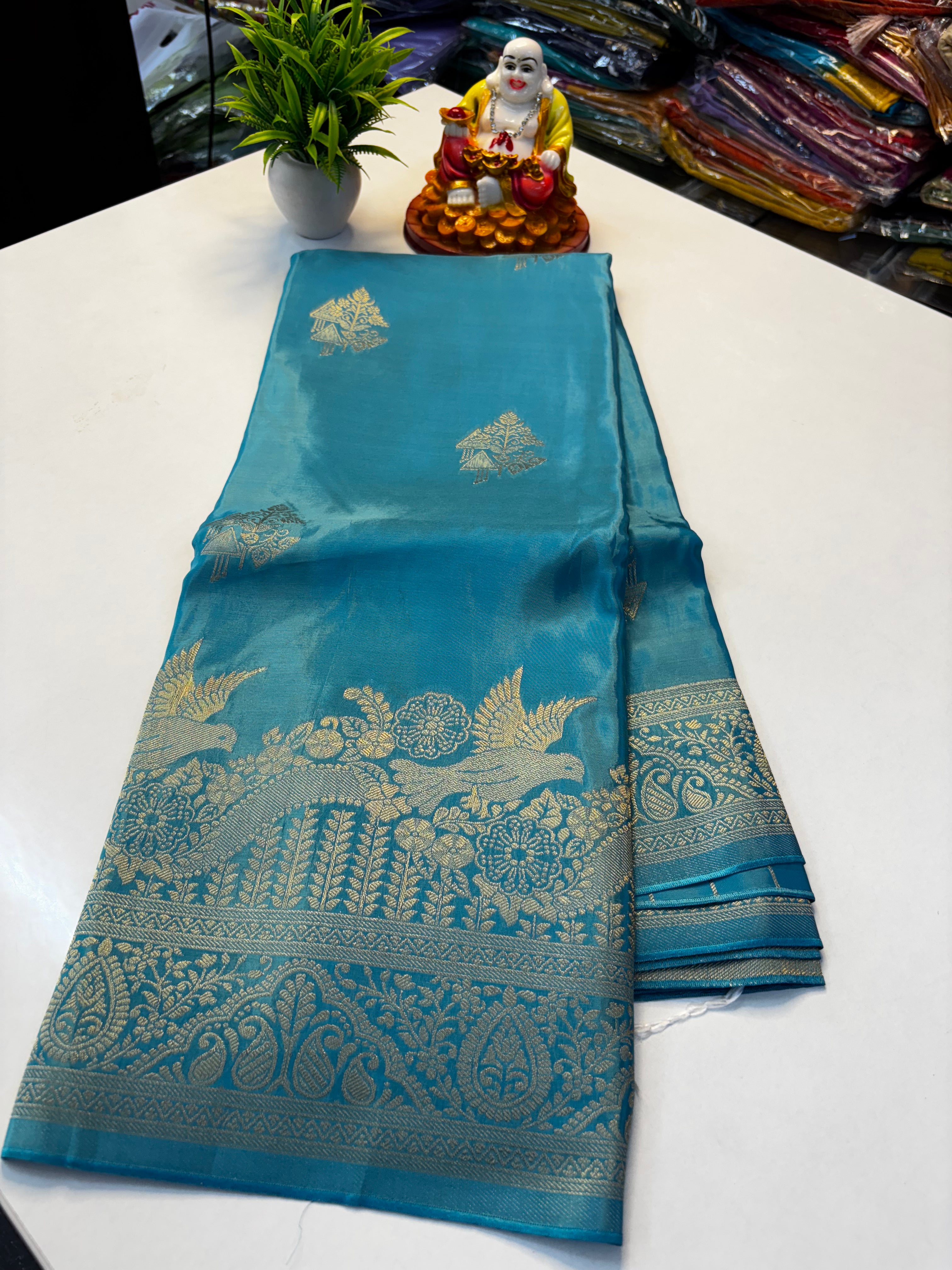 Premium Viscose Saree with Beautiful Parrot Design – Rich Pallu