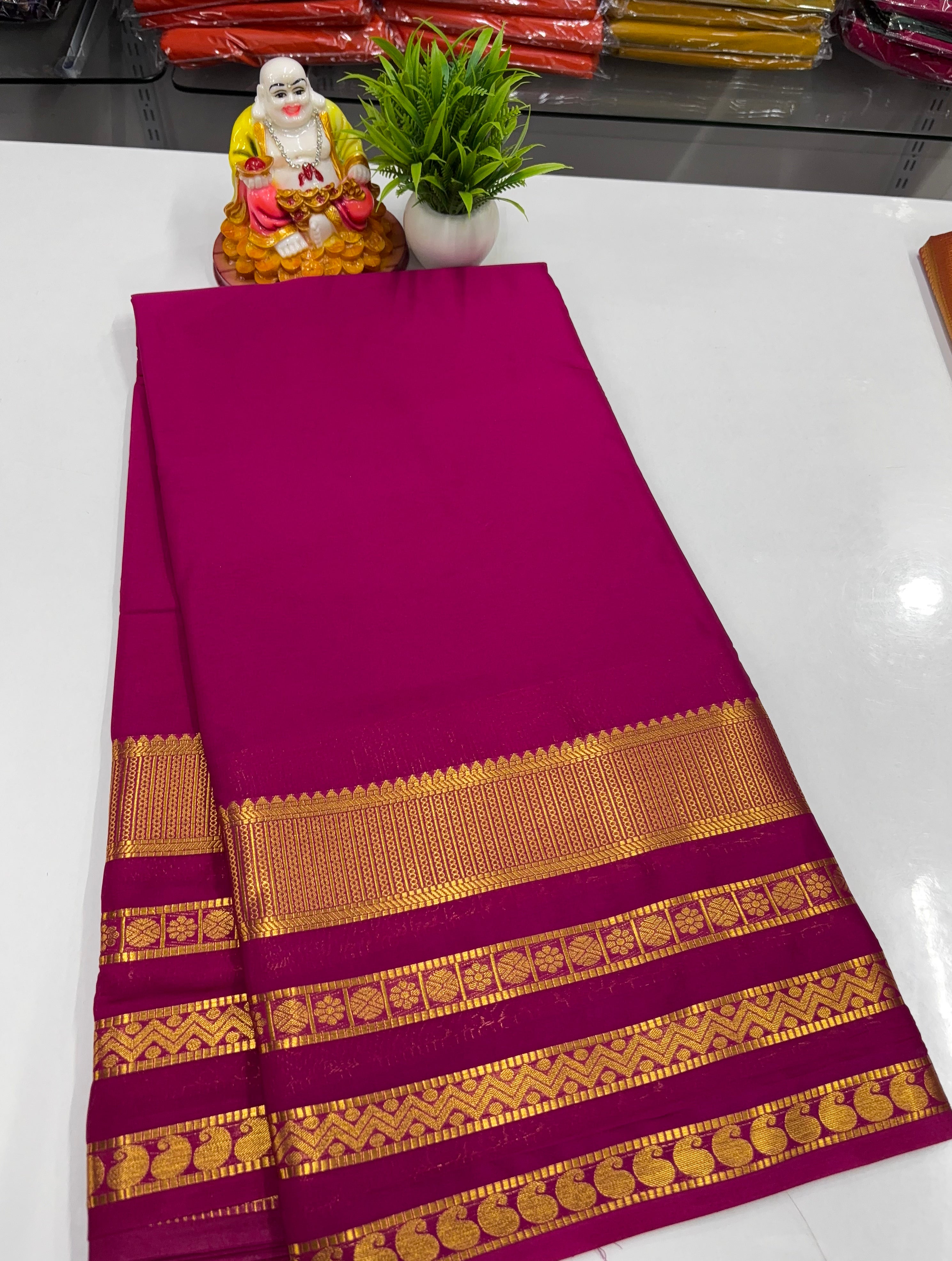 Mysore Crepe Silk Saree with Elegant Golden Zari Border – From Padmavathi Silks & Sarees ✨
