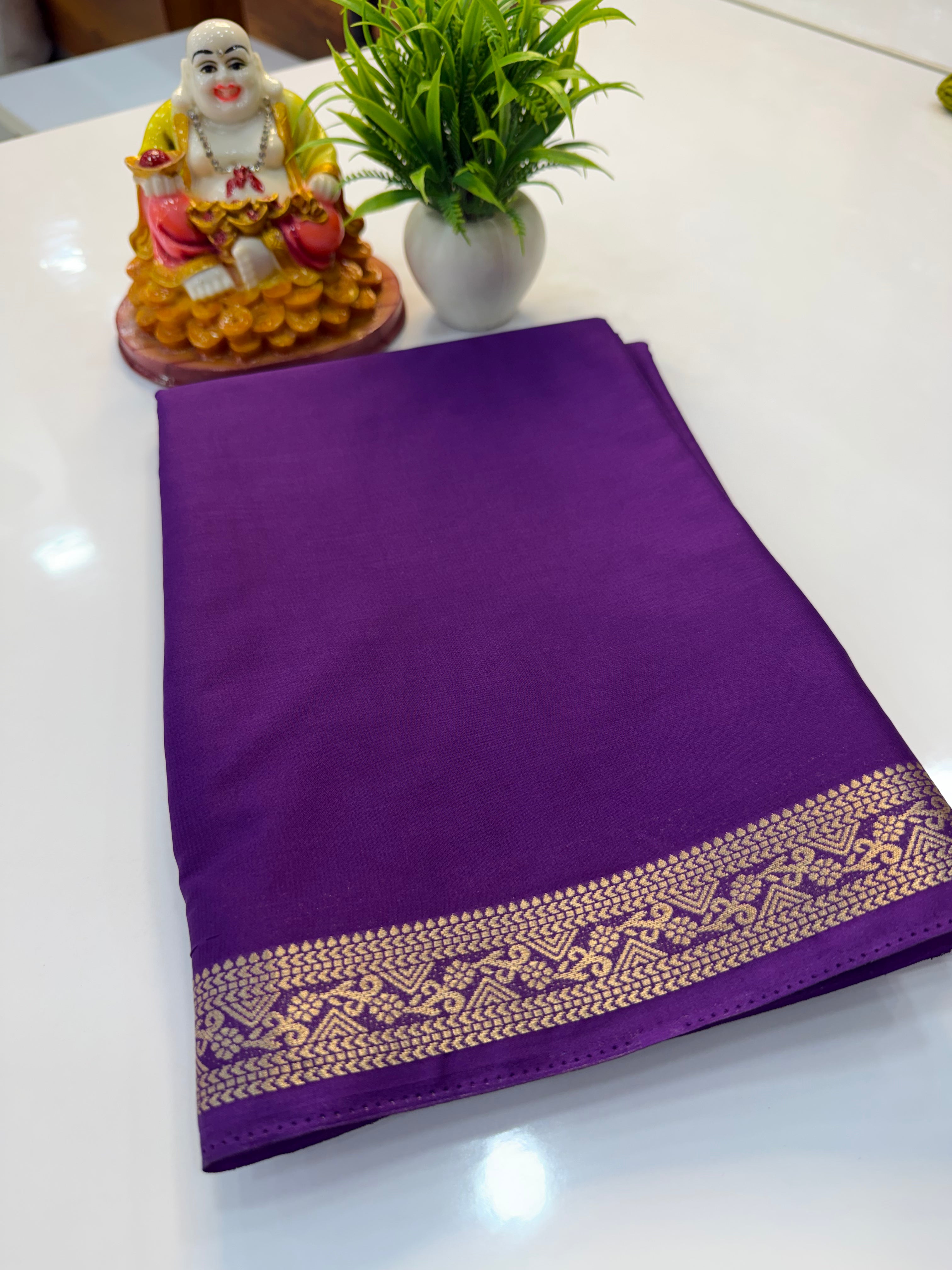 Mysore Crepe Silk Saree with Elegant Small Border