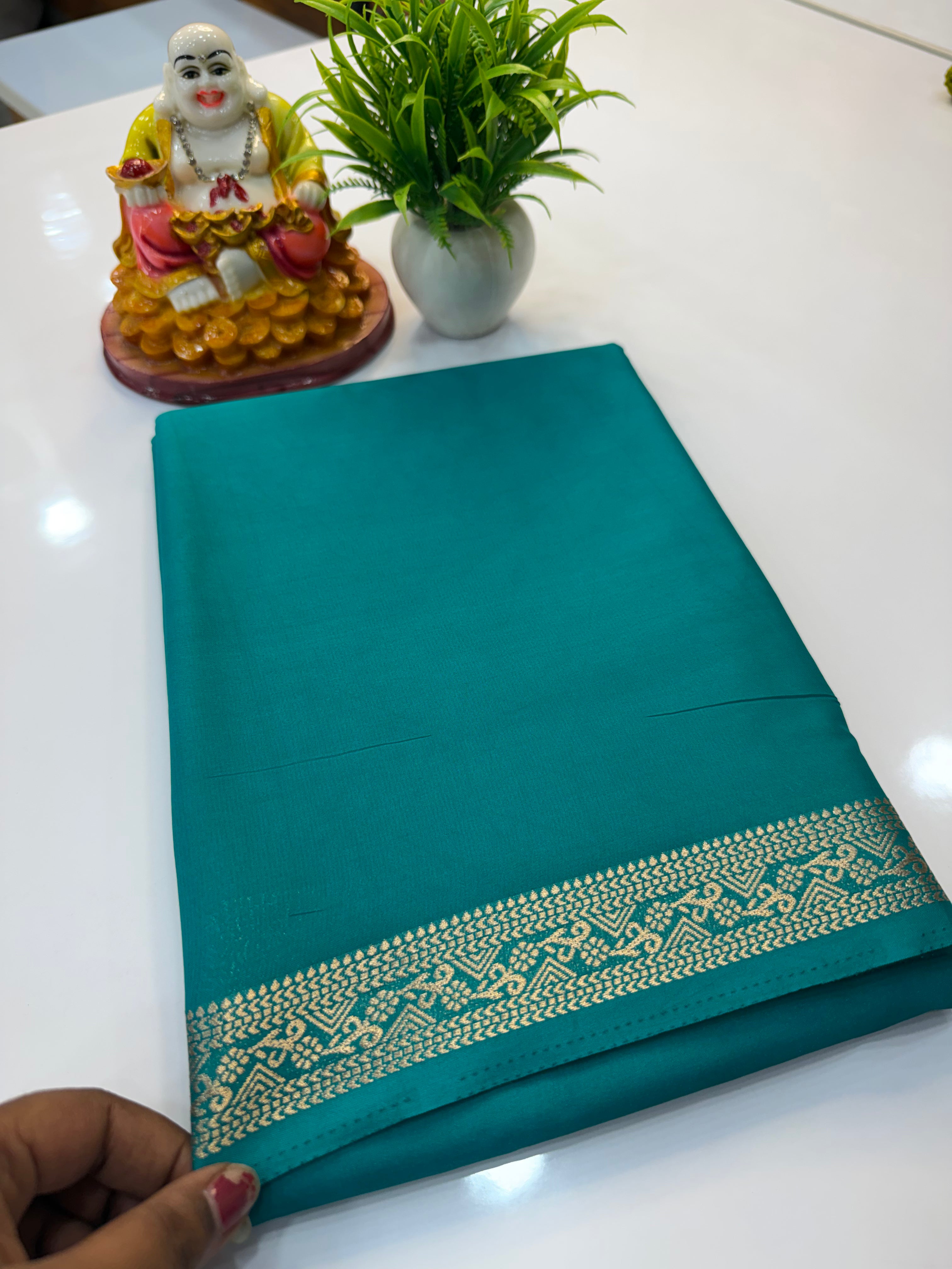 Mysore Crepe Silk Saree with Elegant Small Border
