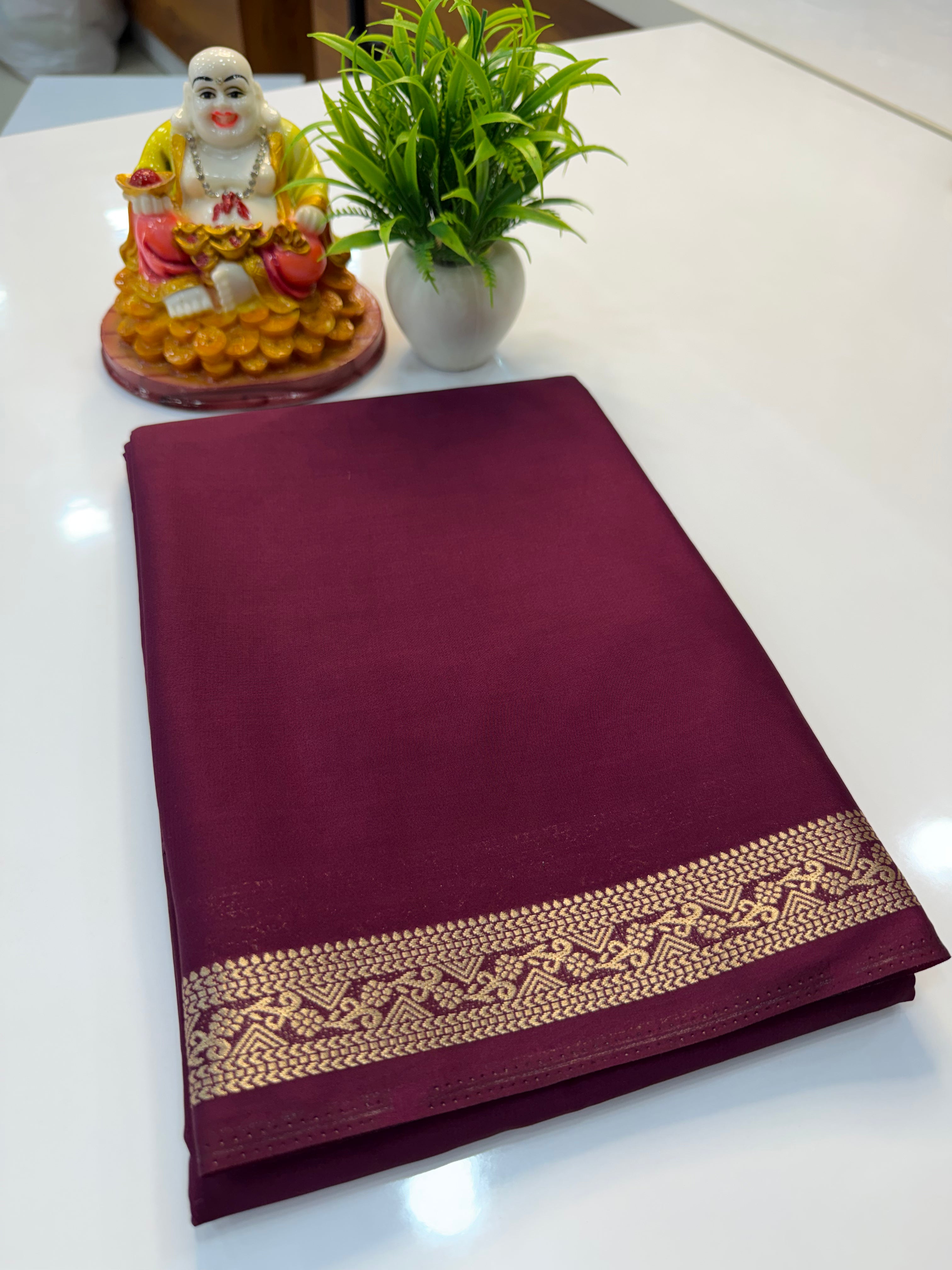 Mysore Crepe Silk Saree with Elegant Small Border