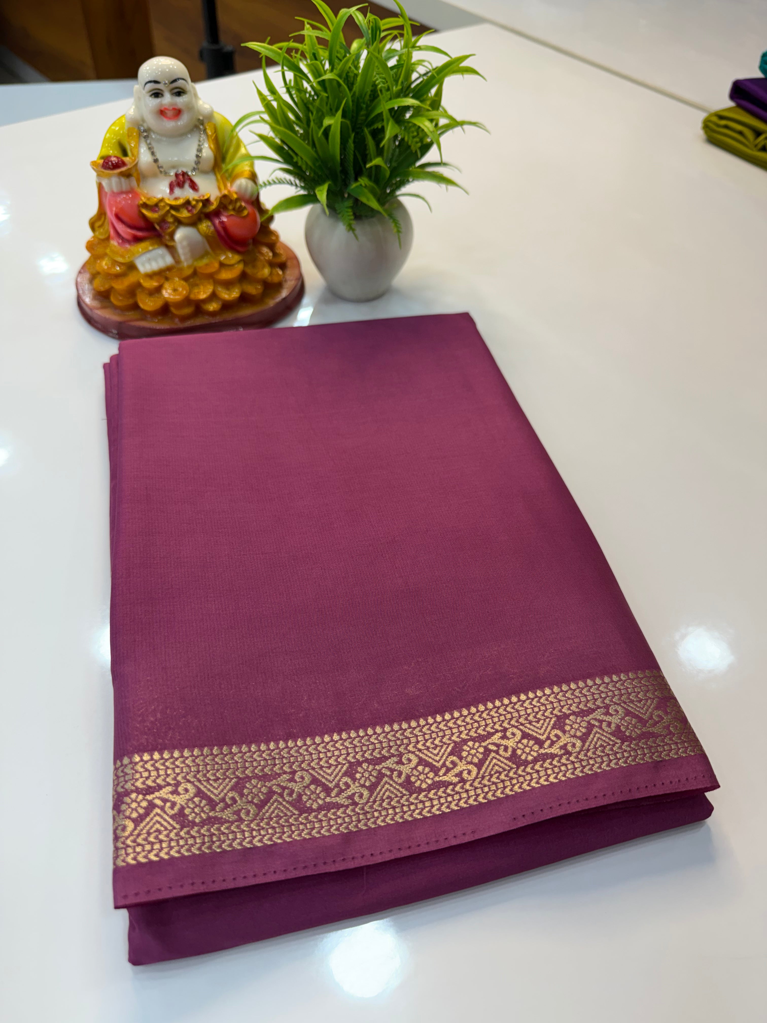 Mysore Crepe Silk Saree with Elegant Small Border