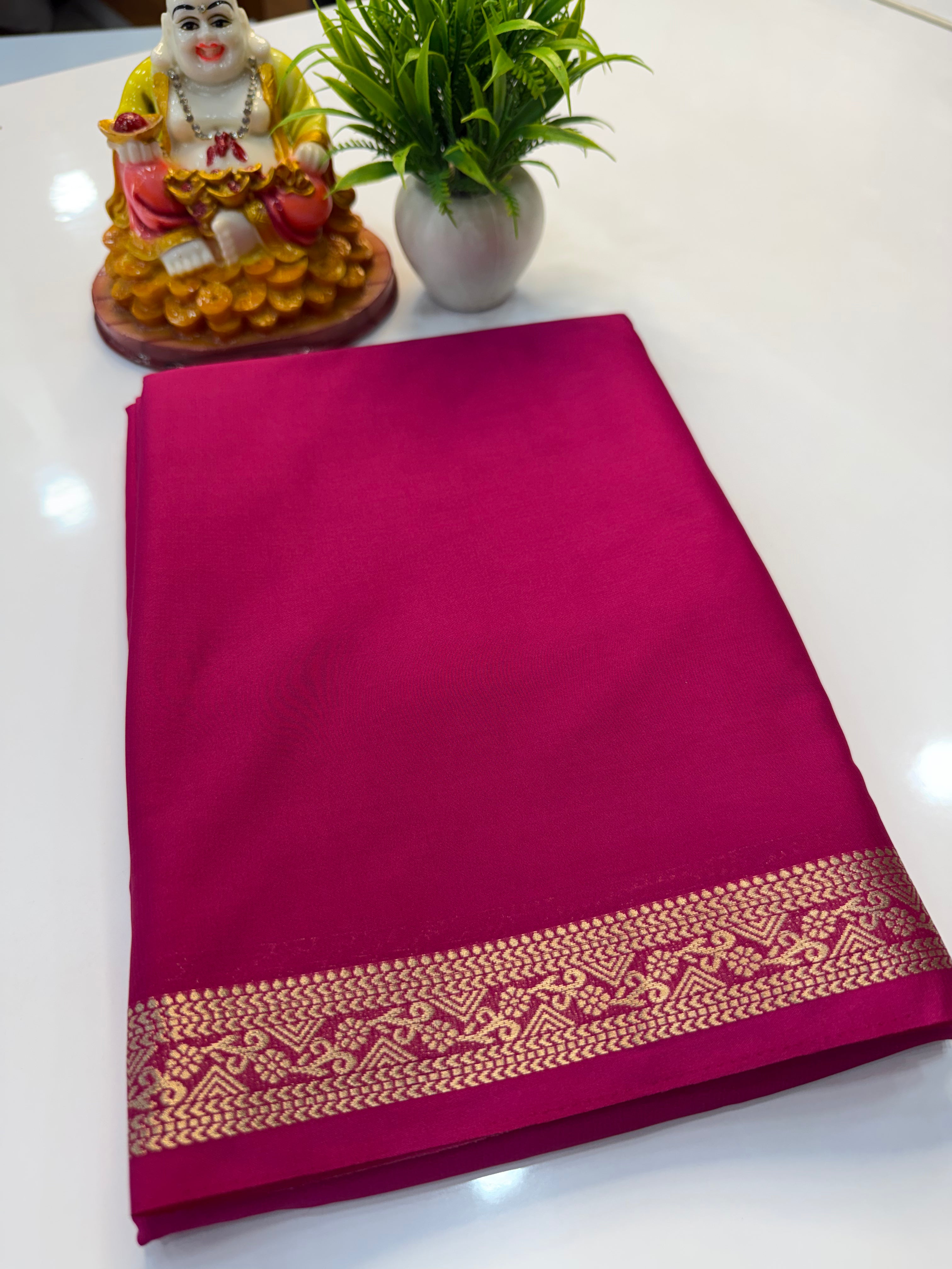 Mysore Crepe Silk Saree with Elegant Small Border