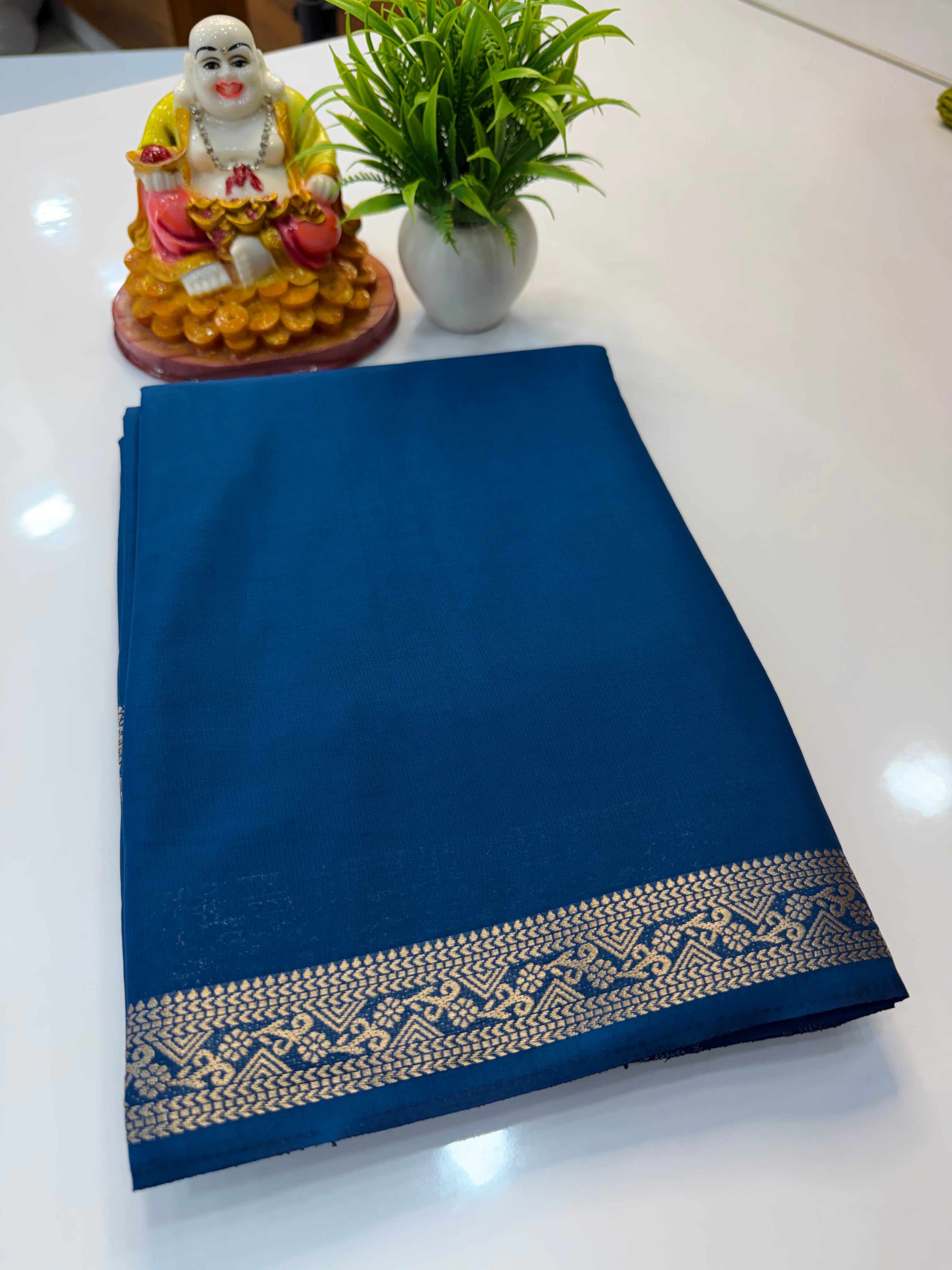 Mysore Crepe Silk Saree with Elegant Small Border