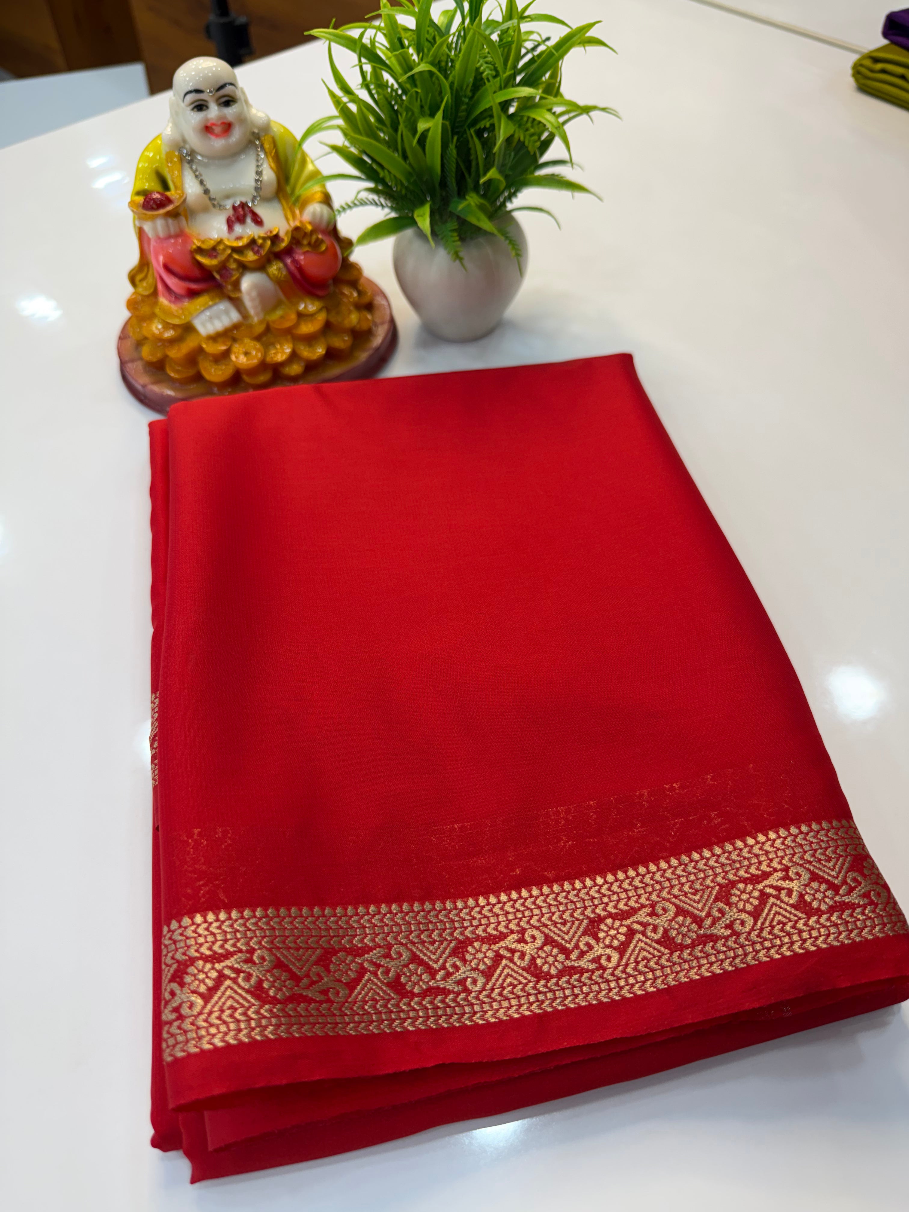 Mysore Crepe Silk Saree with Elegant Small Border