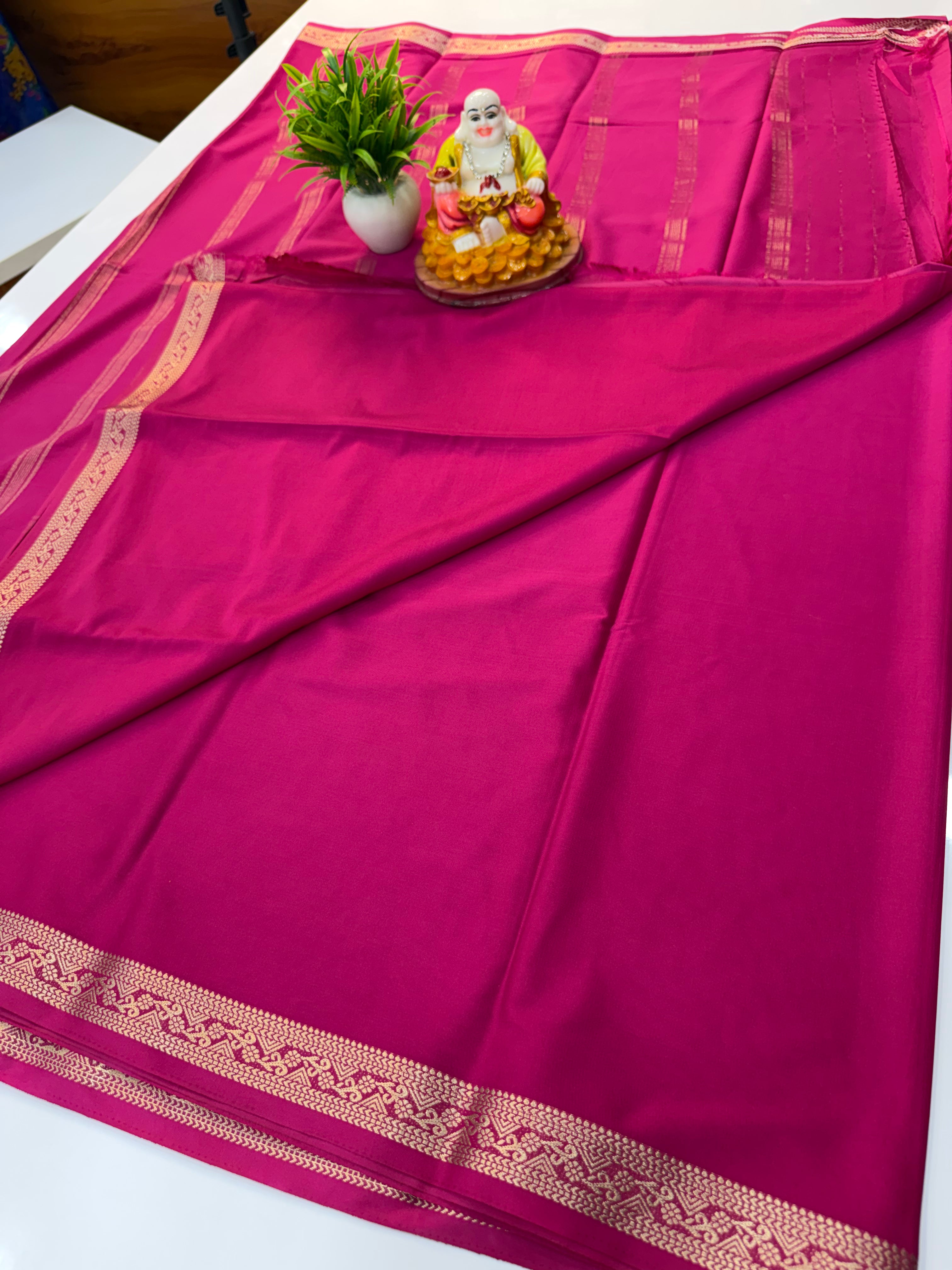 Mysore Crepe Silk Saree with Elegant Small Border