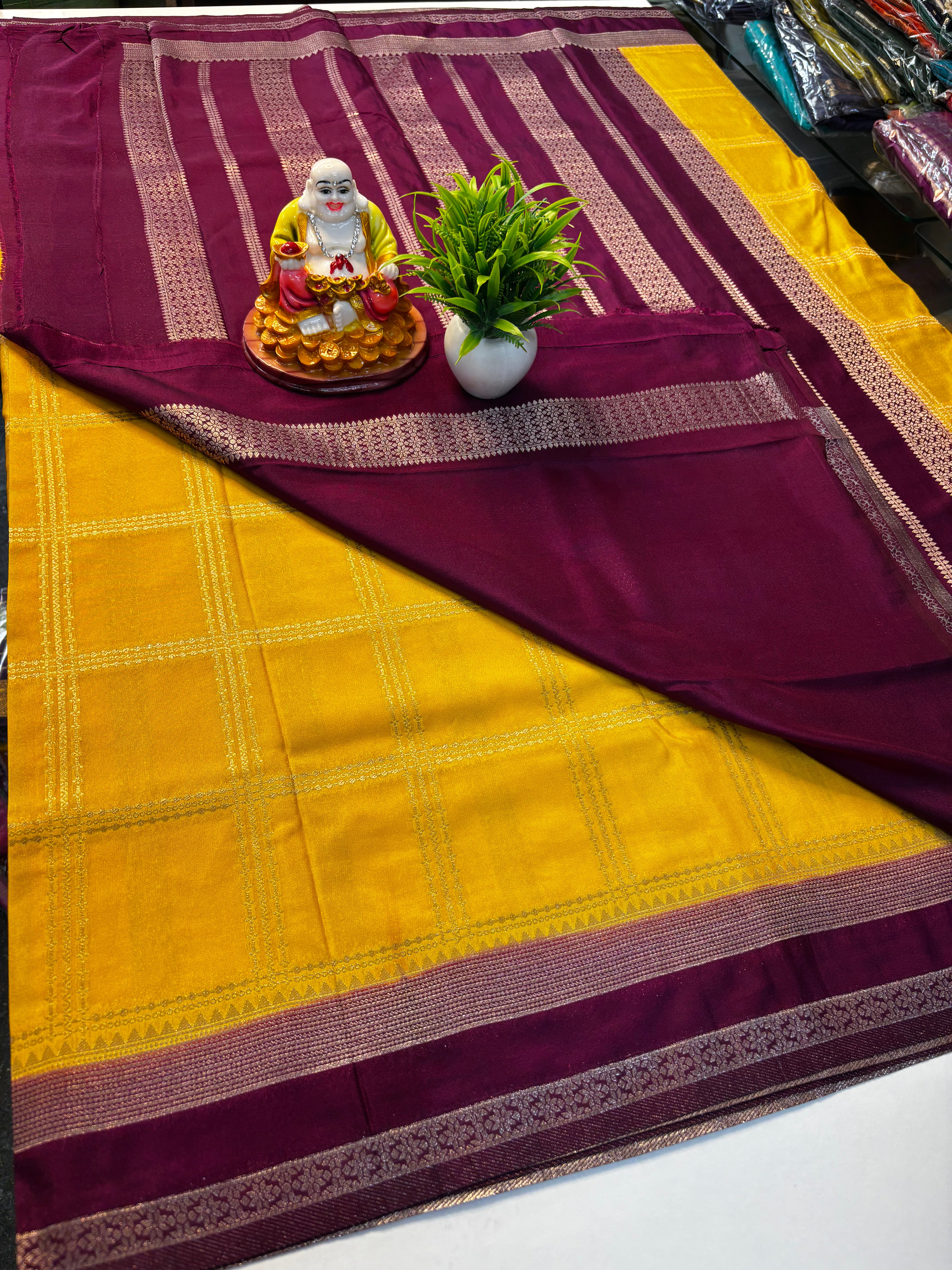 Premium Georgette Saree with Check Pattern | Padmavathi Silks and Sarees