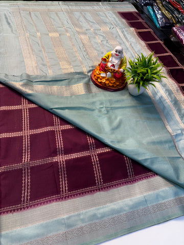 Premium Georgette Saree with Check Pattern | Padmavathi Silks and Sarees