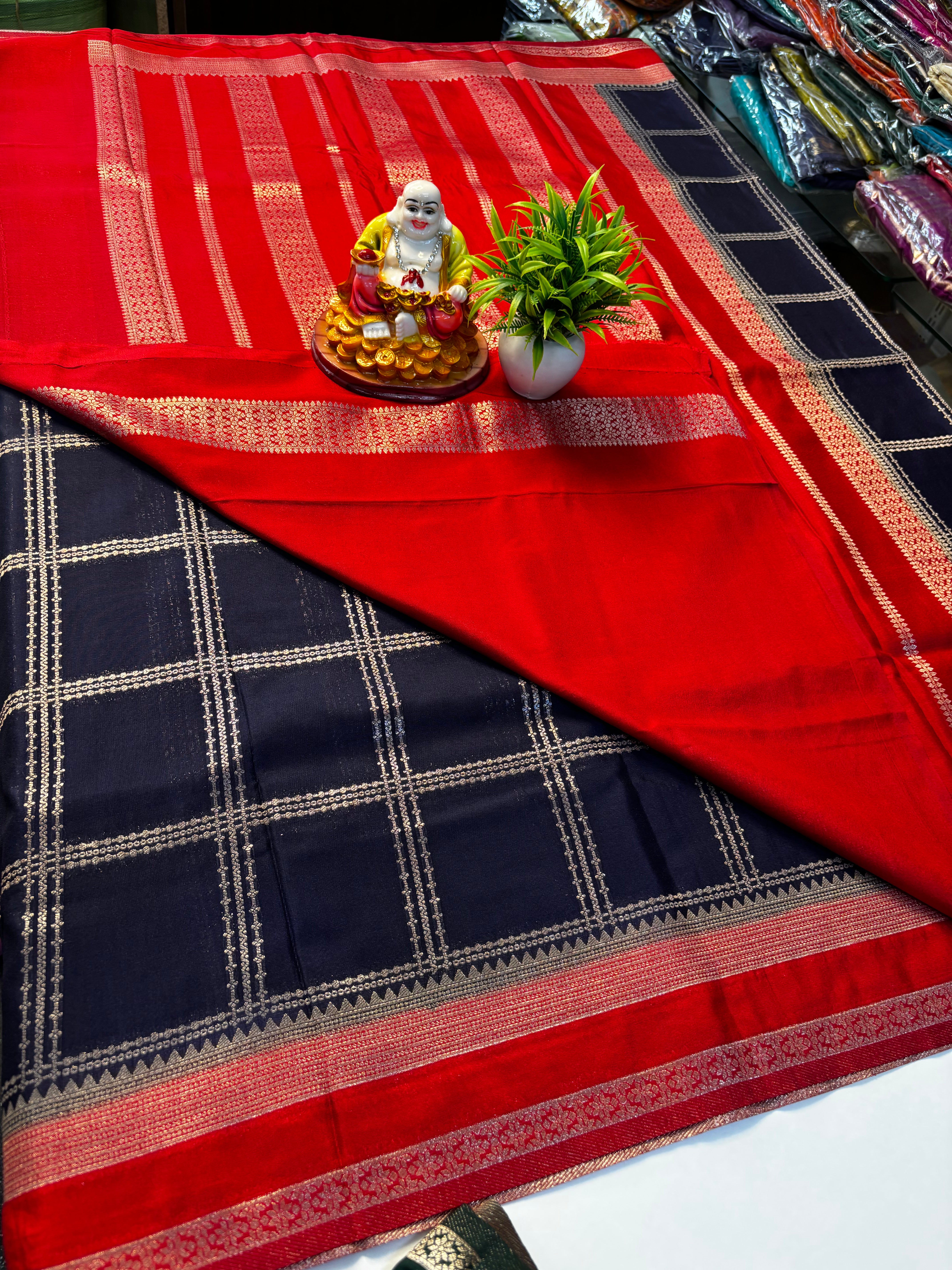 Premium Georgette Saree with Check Pattern | Padmavathi Silks and Sarees