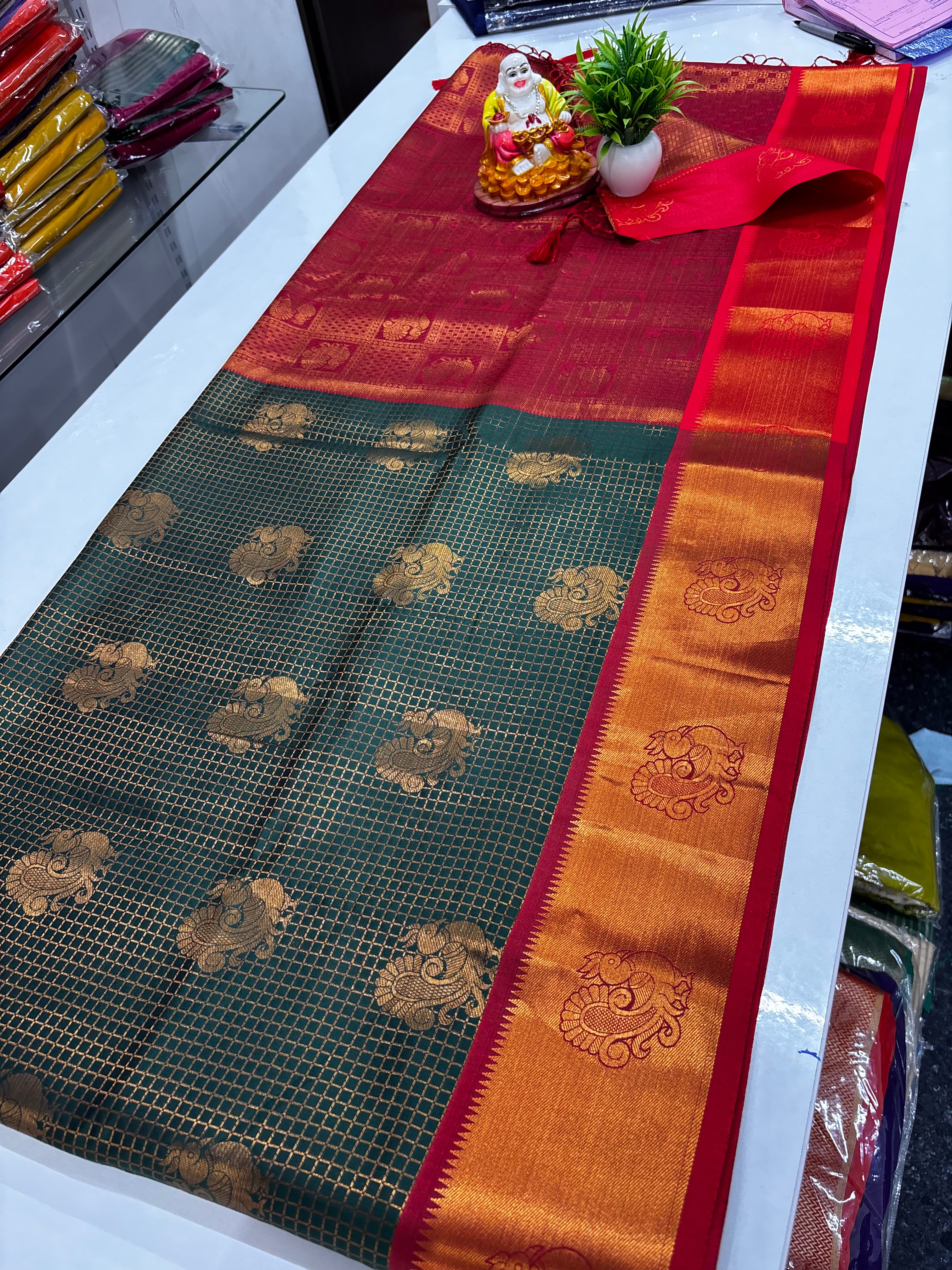 Semi Silk Saree with Beautiful Peacock Design & Rich Pallu ✨