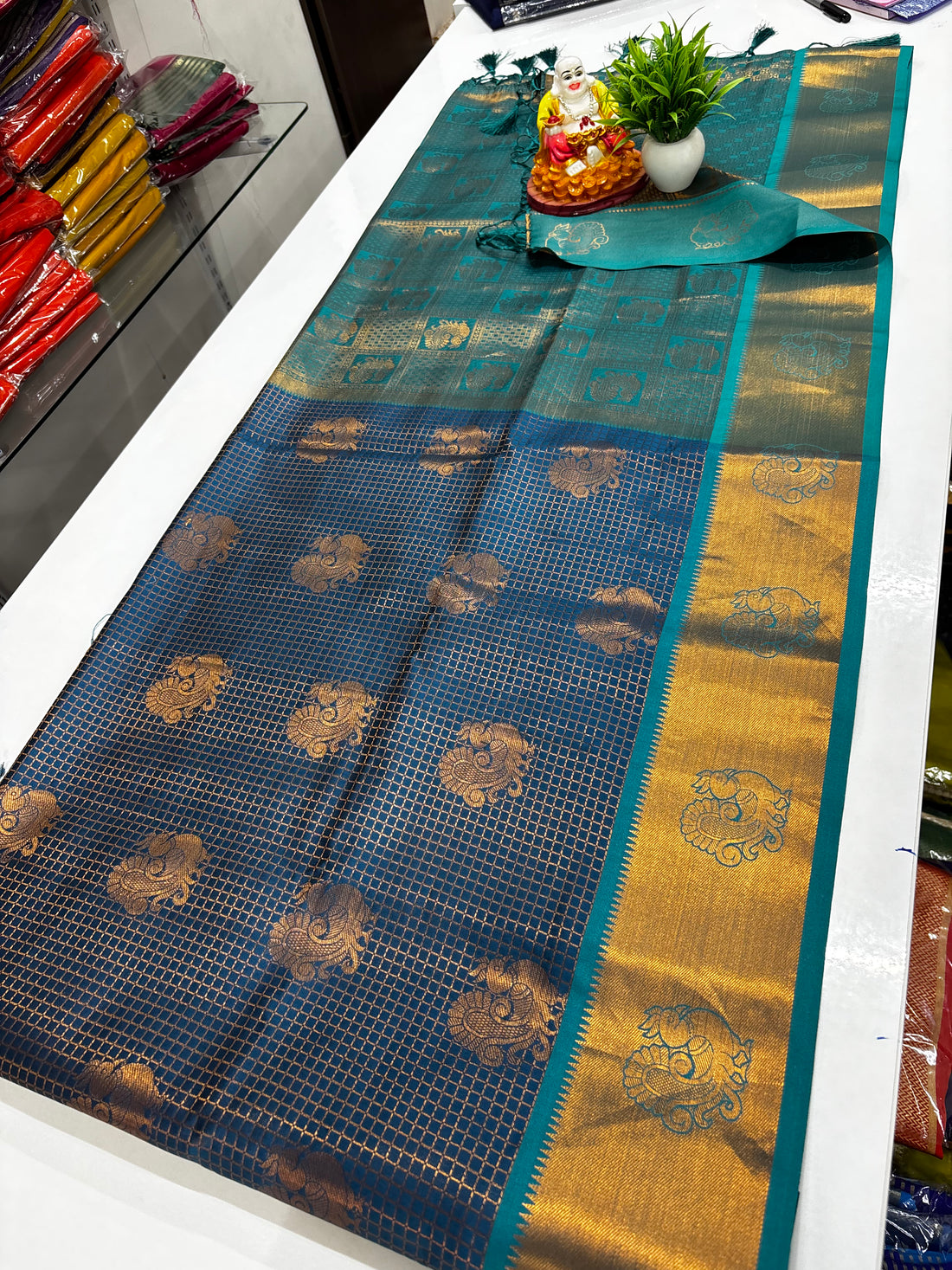 Semi Silk Saree with Beautiful Peacock Design & Rich Pallu ✨