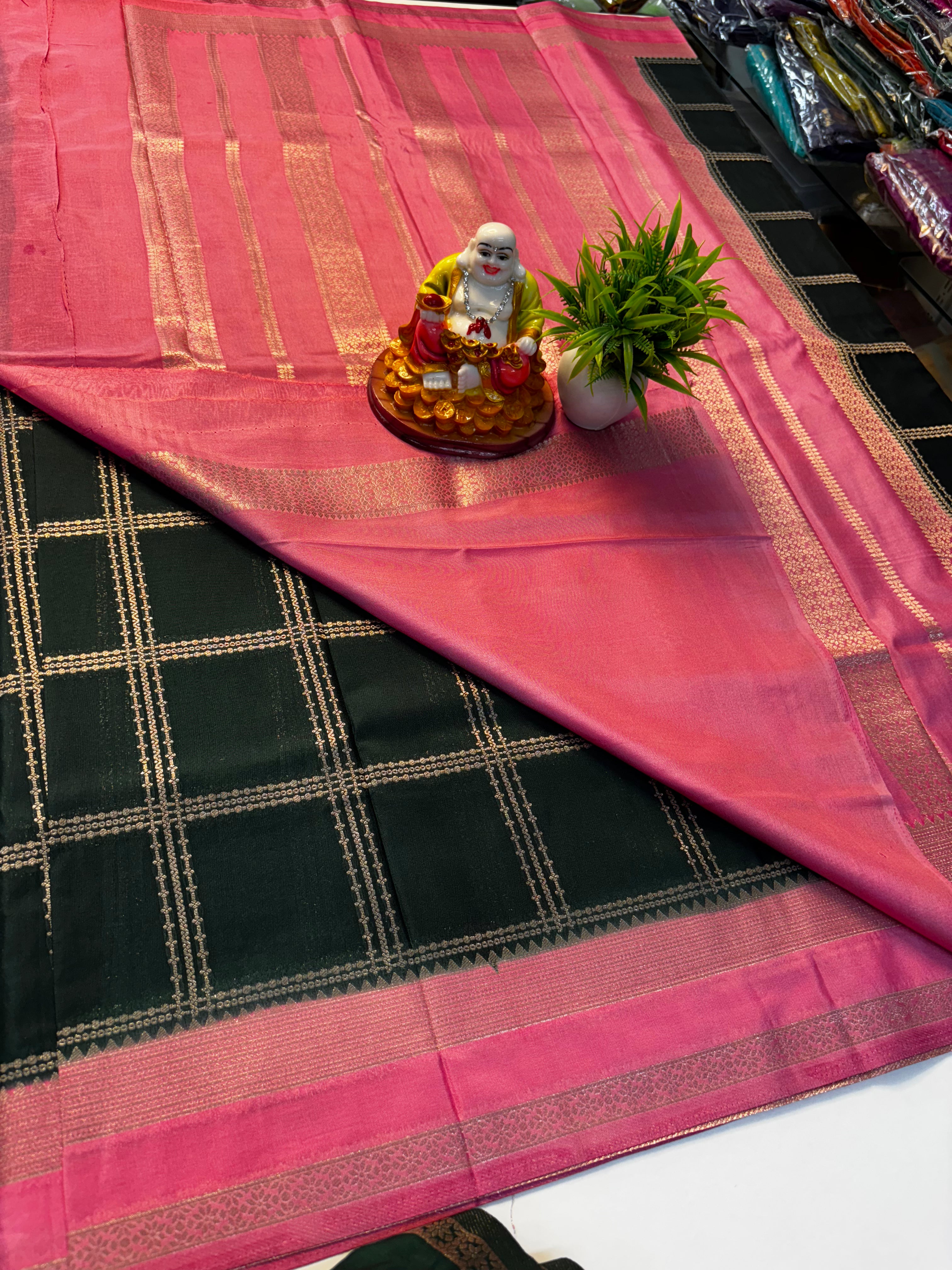 Premium Georgette Saree with Check Pattern | Padmavathi Silks and Sarees