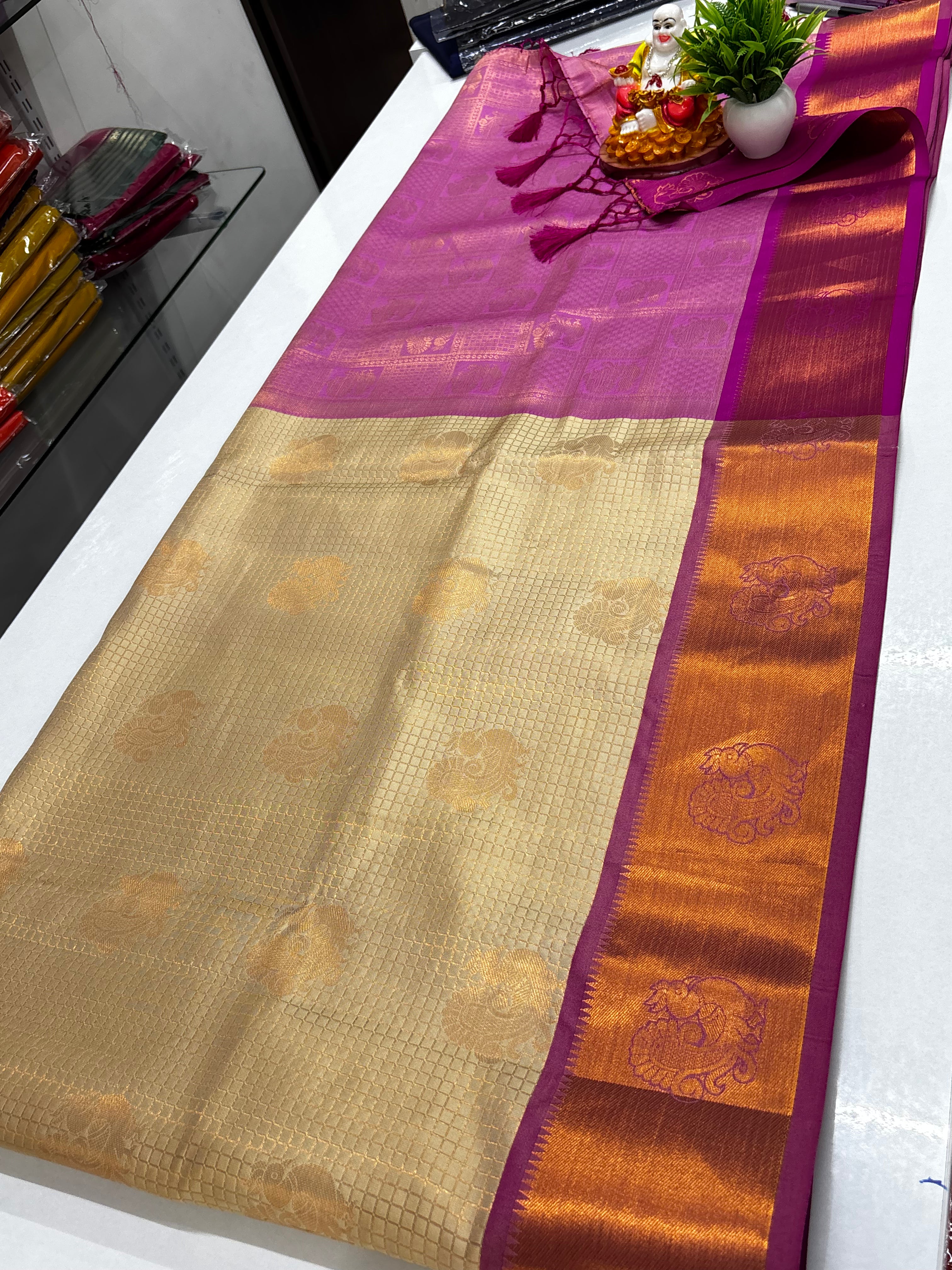 Semi Silk Saree with Beautiful Peacock Design & Rich Pallu ✨