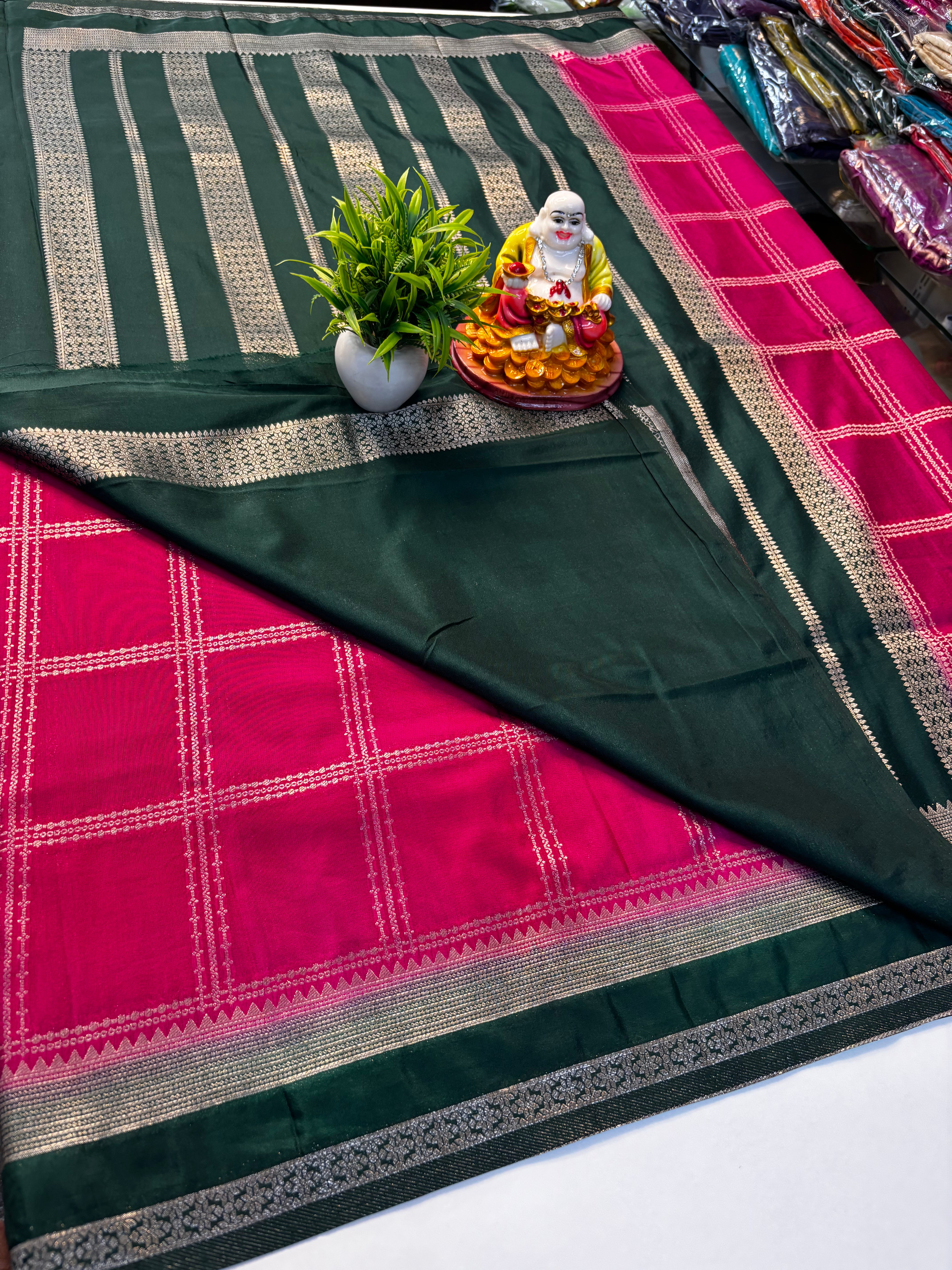 Premium Georgette Saree with Check Pattern | Padmavathi Silks and Sarees