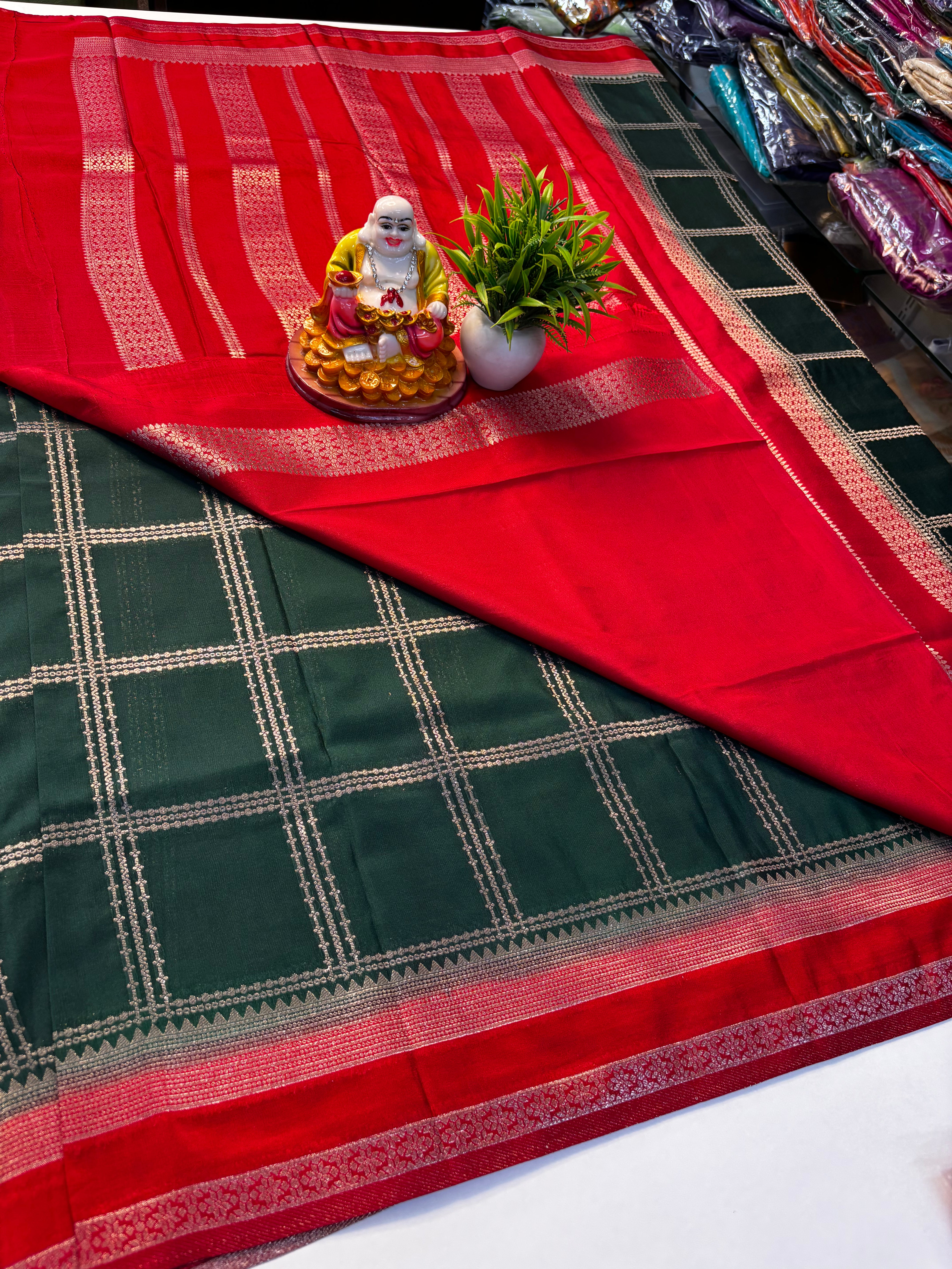 Premium Georgette Saree with Check Pattern | Padmavathi Silks and Sarees