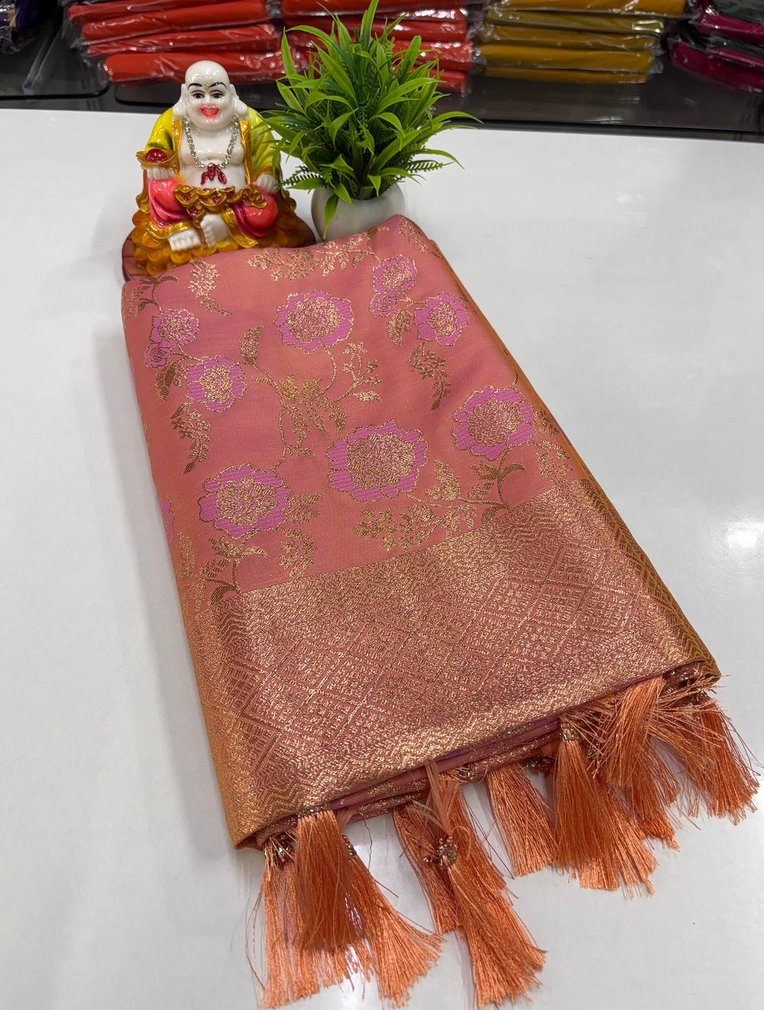 Semi Silk Saree with Elegant Meenakari & Floral Design