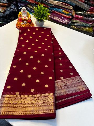 Beautiful Chiffon Saree with Buttas and Rich Pallu – Padmavathi Silks and Sarees