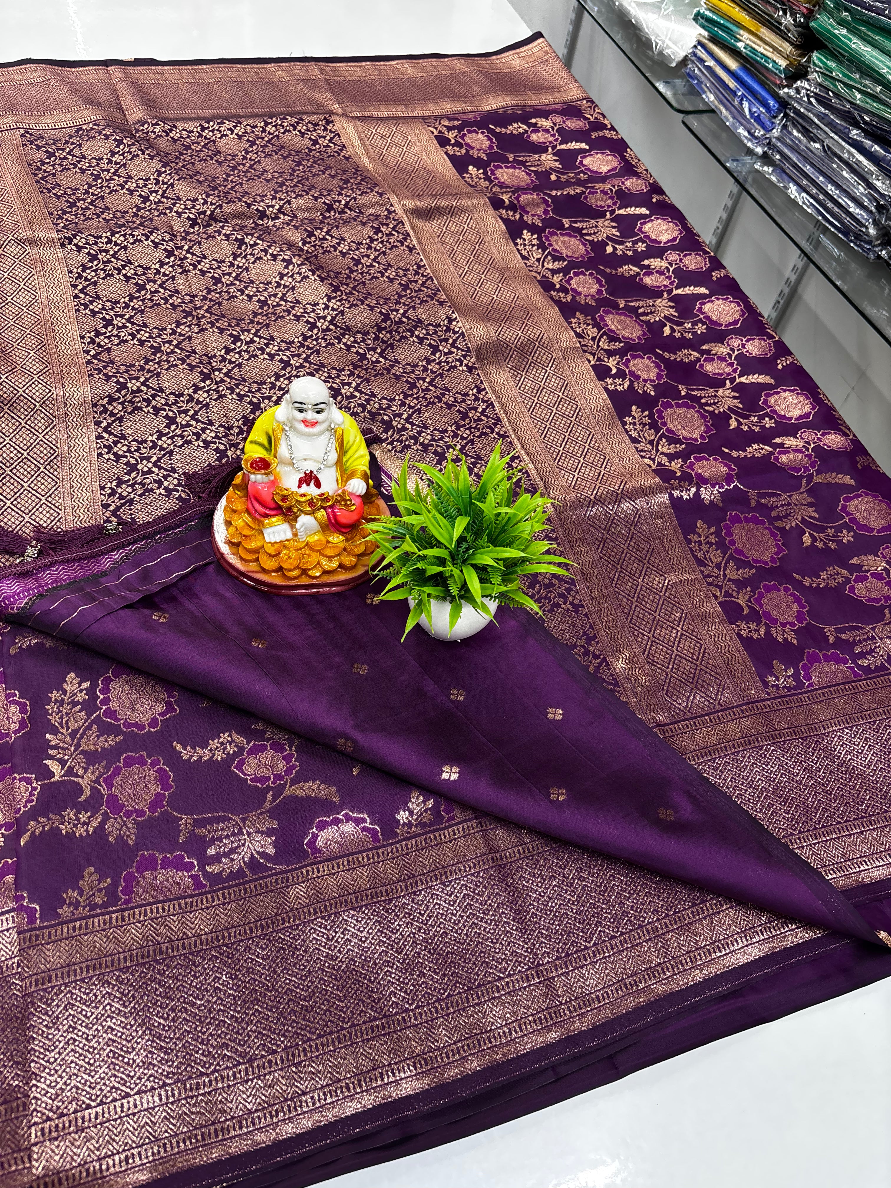Semi Silk Saree with Elegant Meenakari & Floral Design