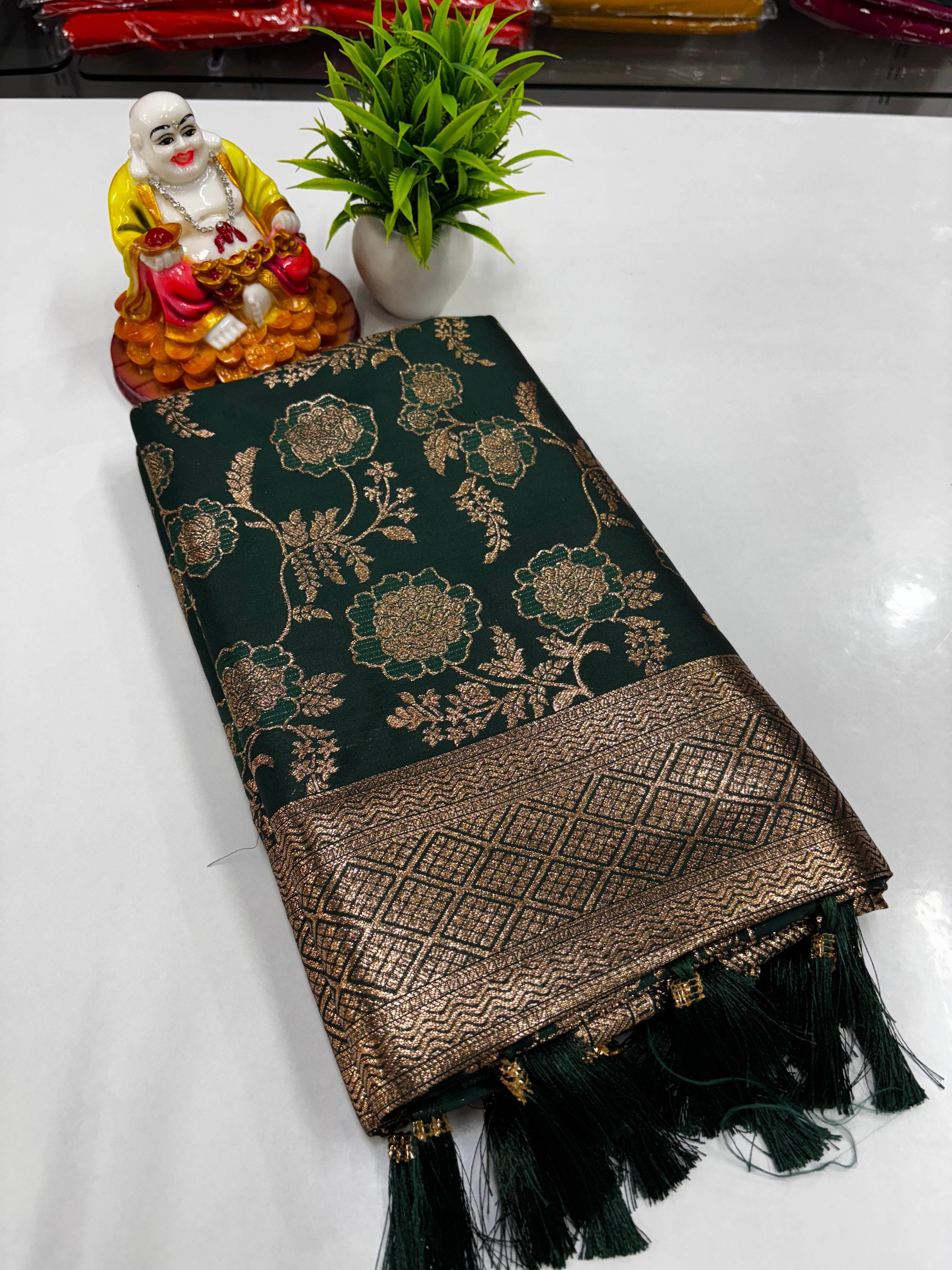 Semi Silk Saree with Elegant Meenakari & Floral Design