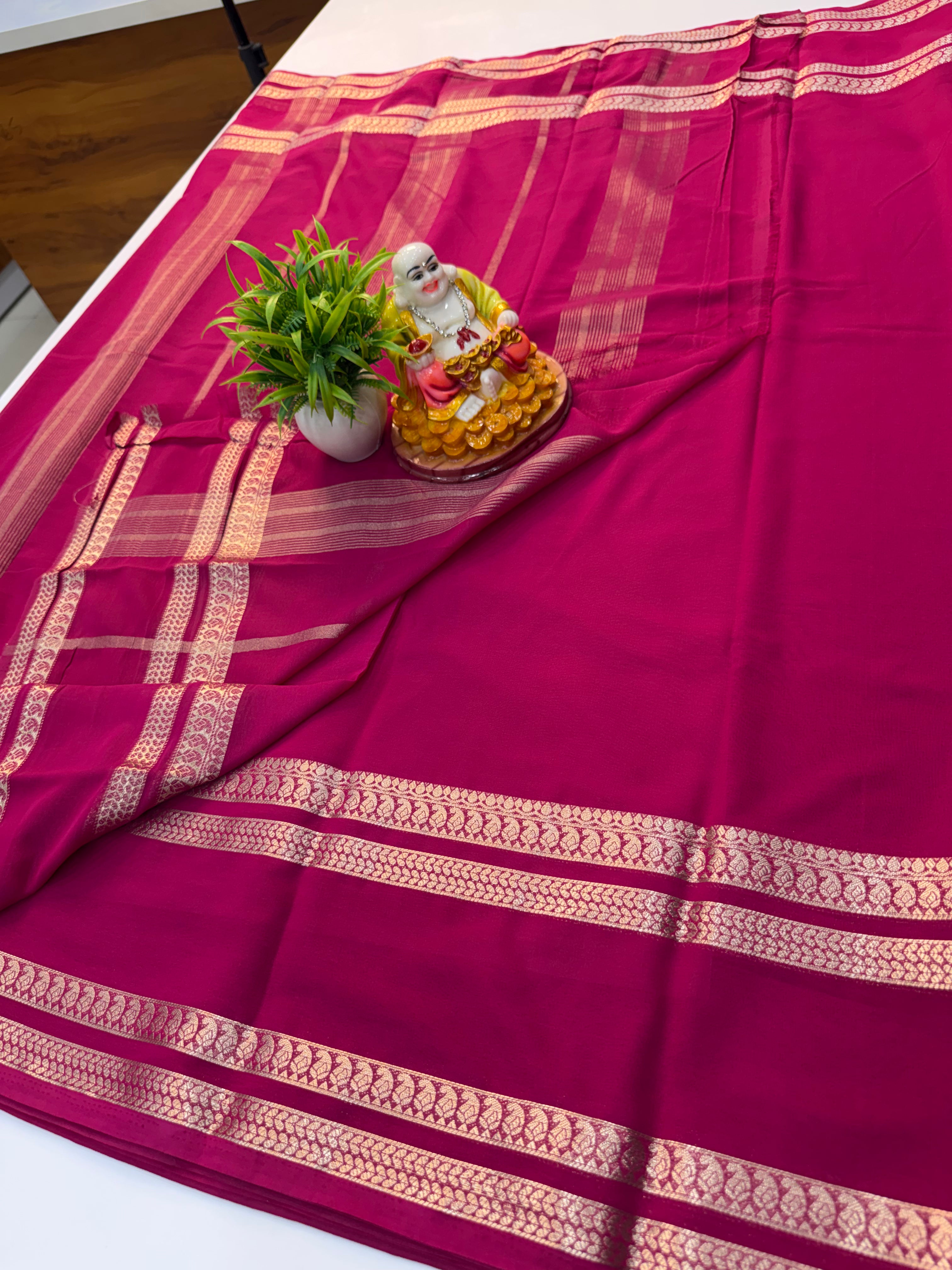 Beautiful Chiffon Saree with Mango Bentex Border –