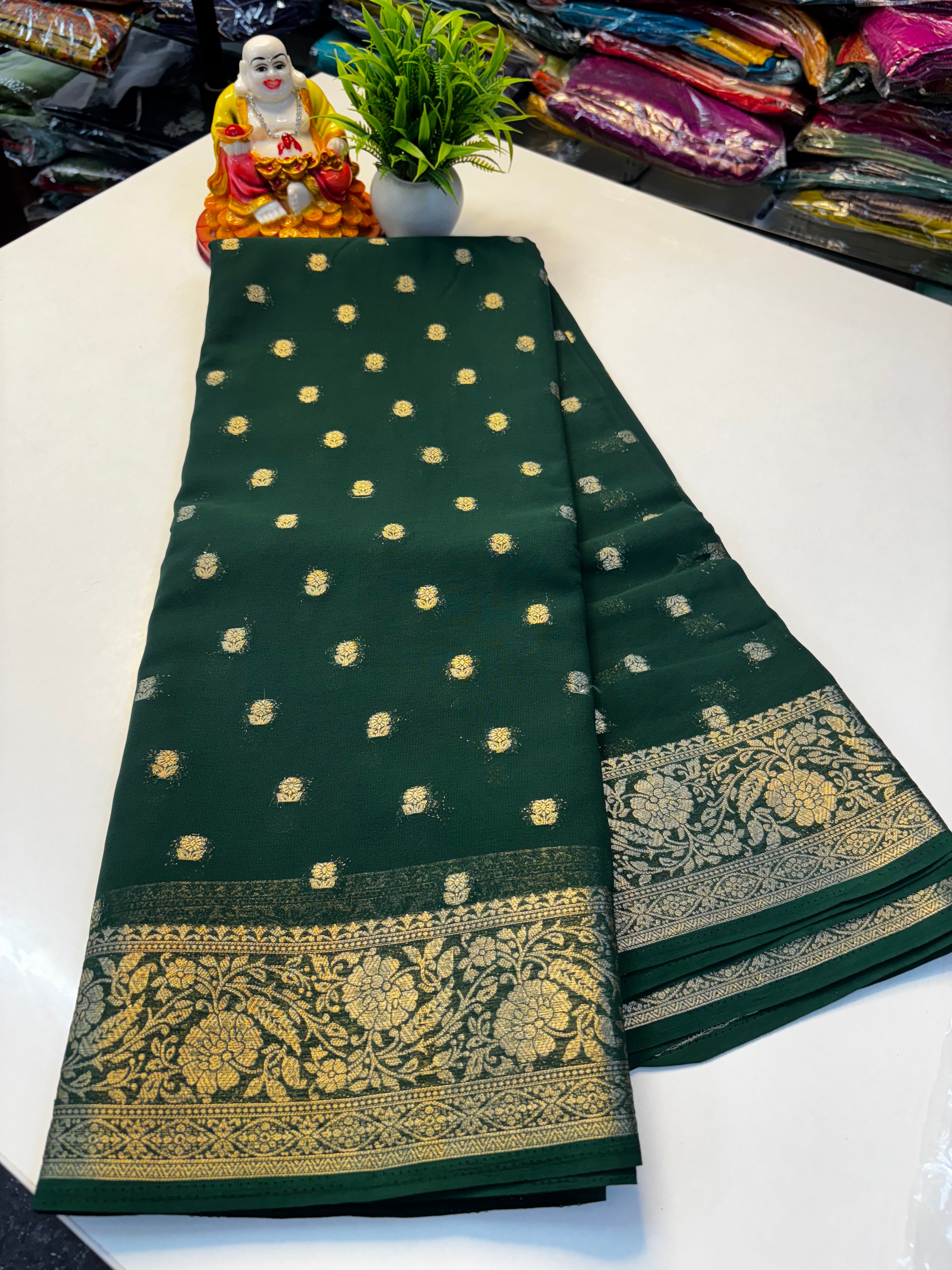 Beautiful Chiffon Saree with Buttas and Rich Pallu – Padmavathi Silks and Sarees