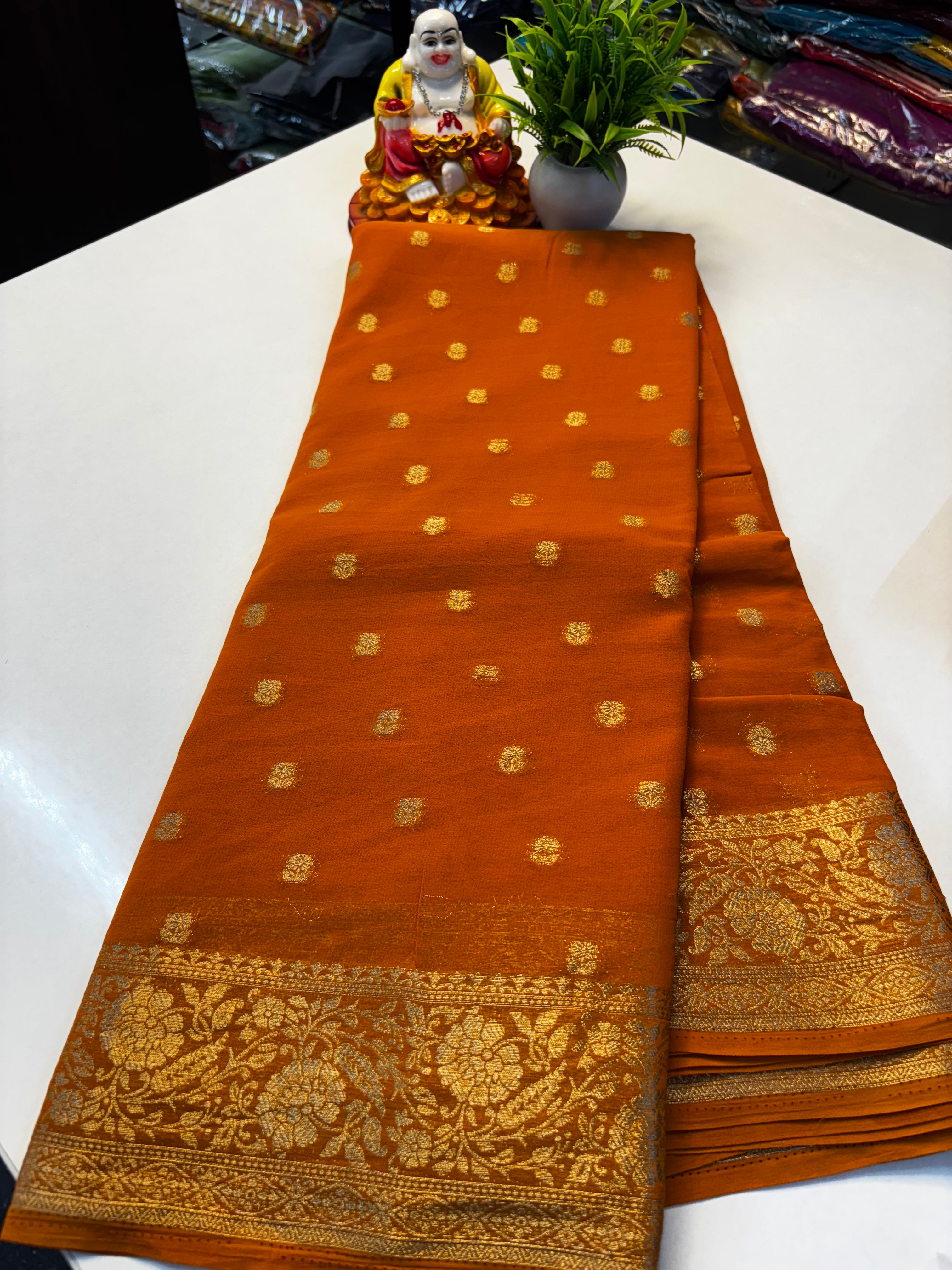 Beautiful Chiffon Saree with Buttas and Rich Pallu – Padmavathi Silks and Sarees