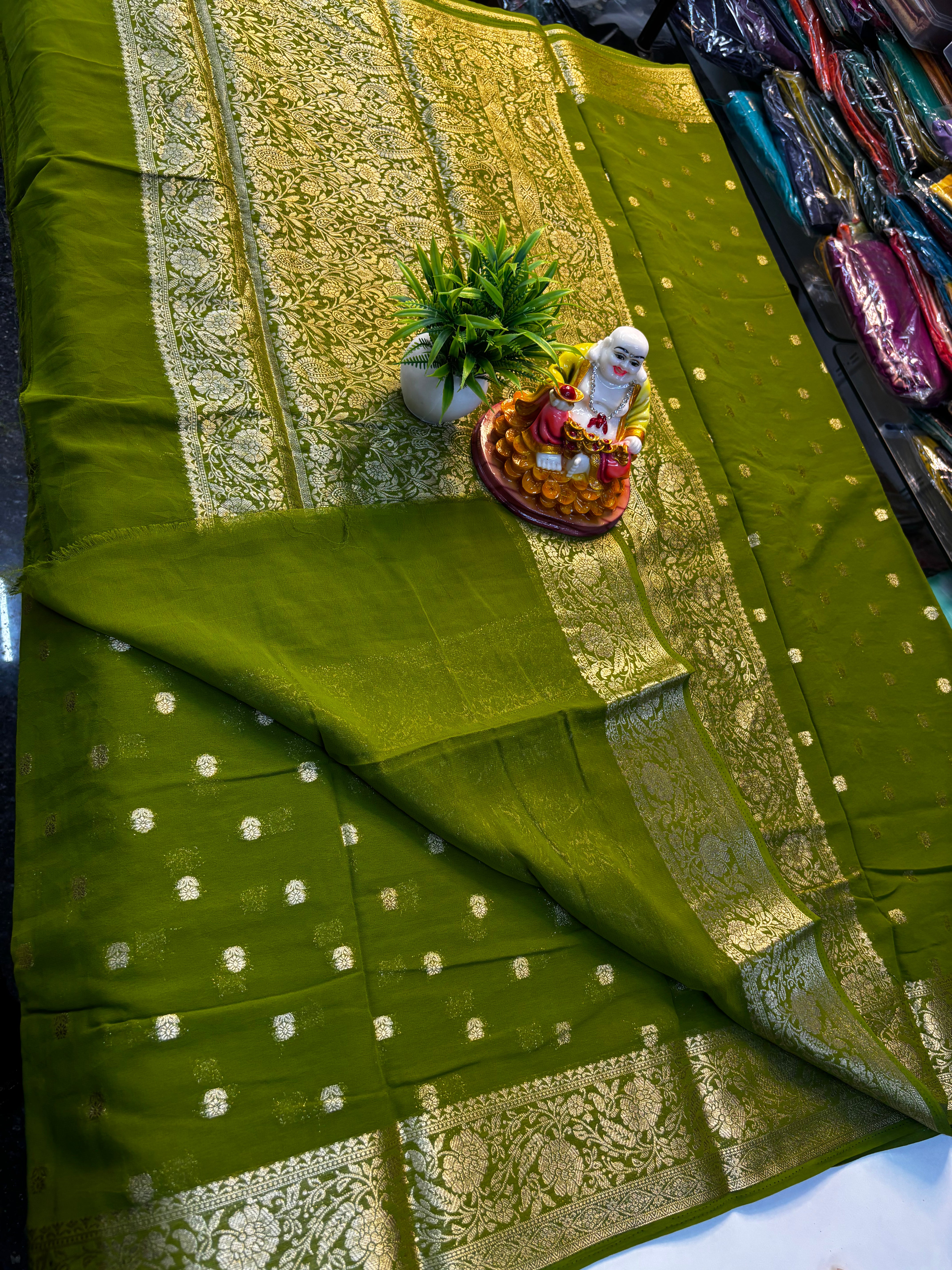 Beautiful Chiffon Saree with Buttas and Rich Pallu – Padmavathi Silks and Sarees
