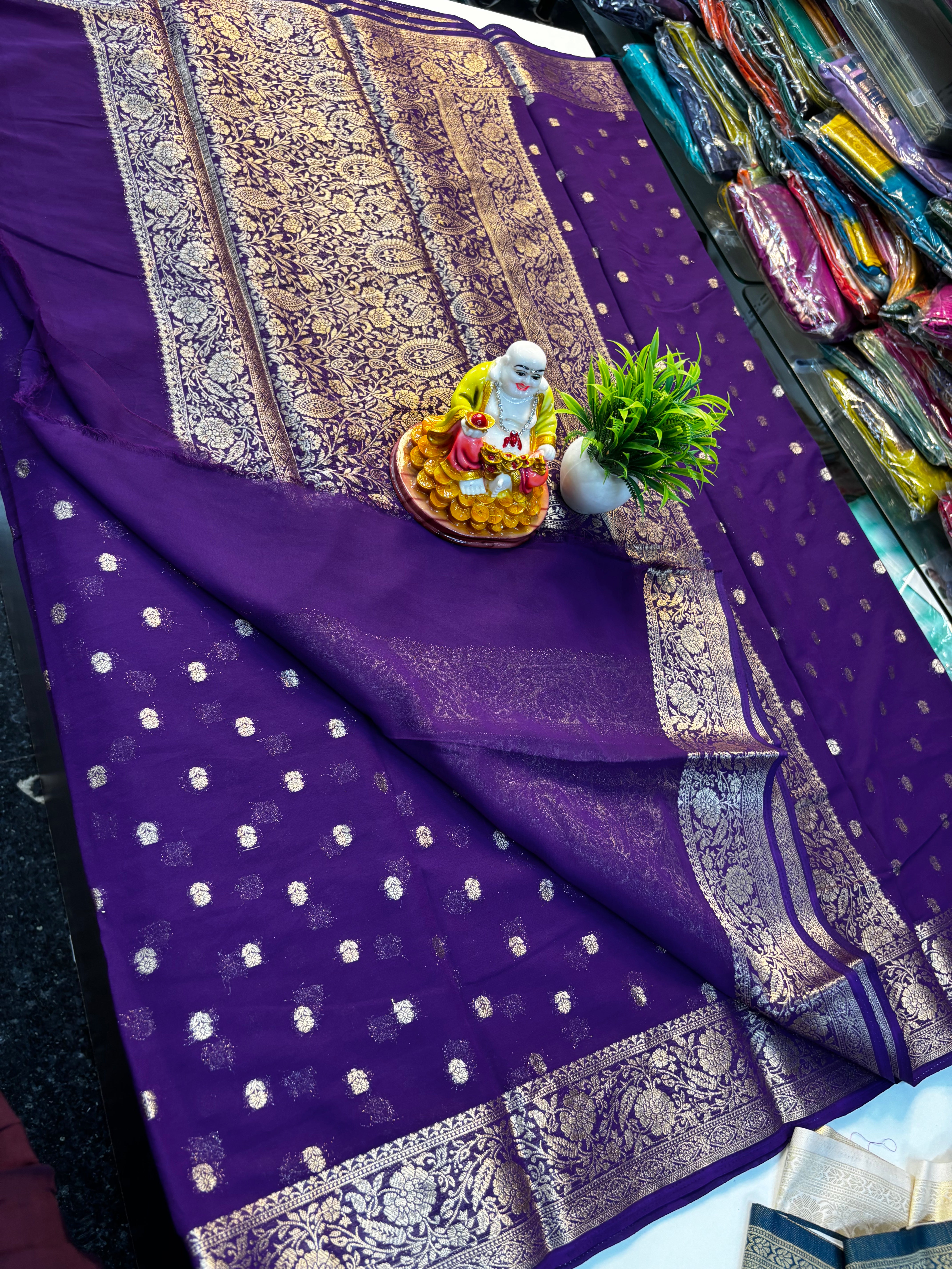 Beautiful Chiffon Saree with Buttas and Rich Pallu – Padmavathi Silks and Sarees